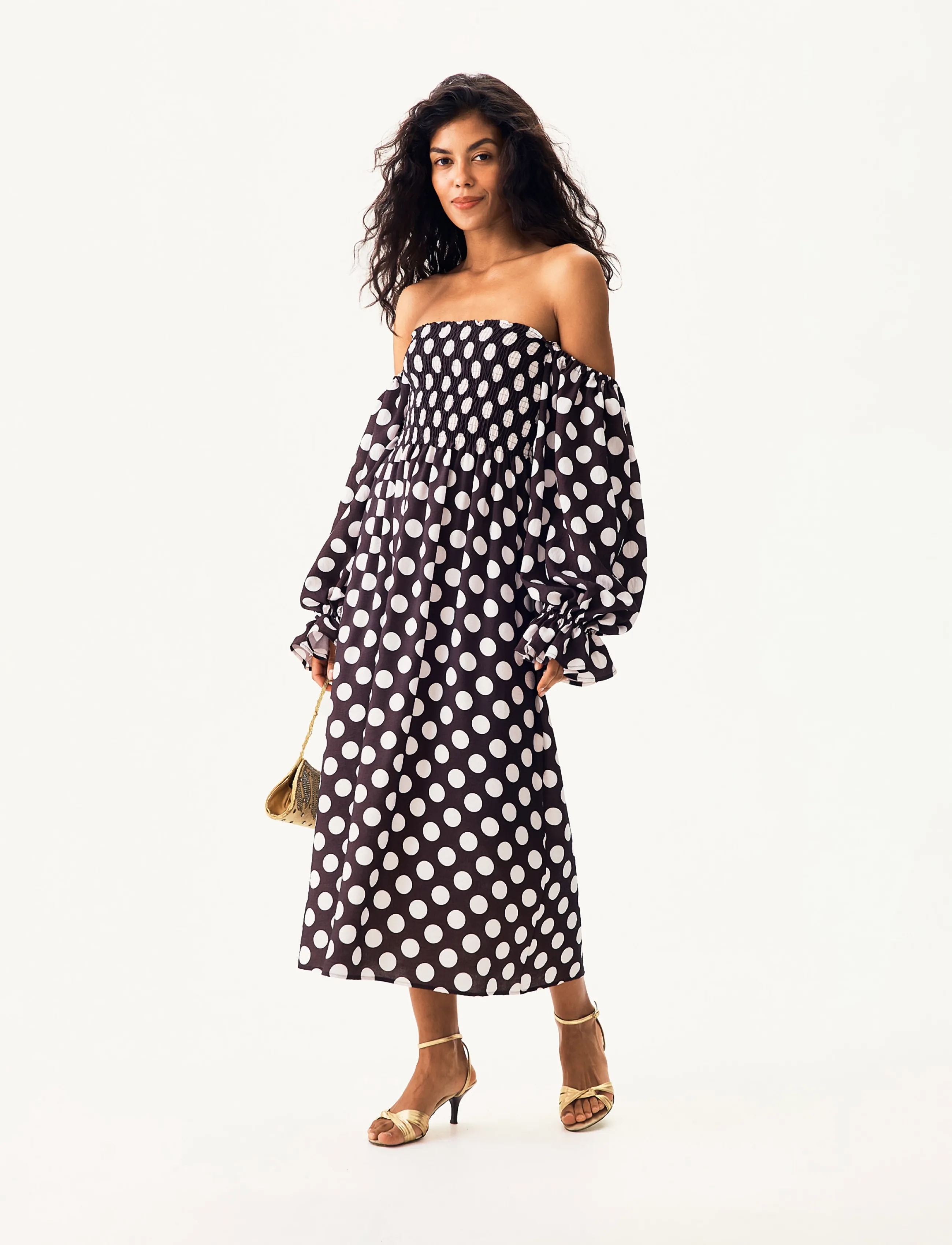 Sleeper - Atlanta Dress with Hair Ribbon - maxi kjoler - black&white - 3