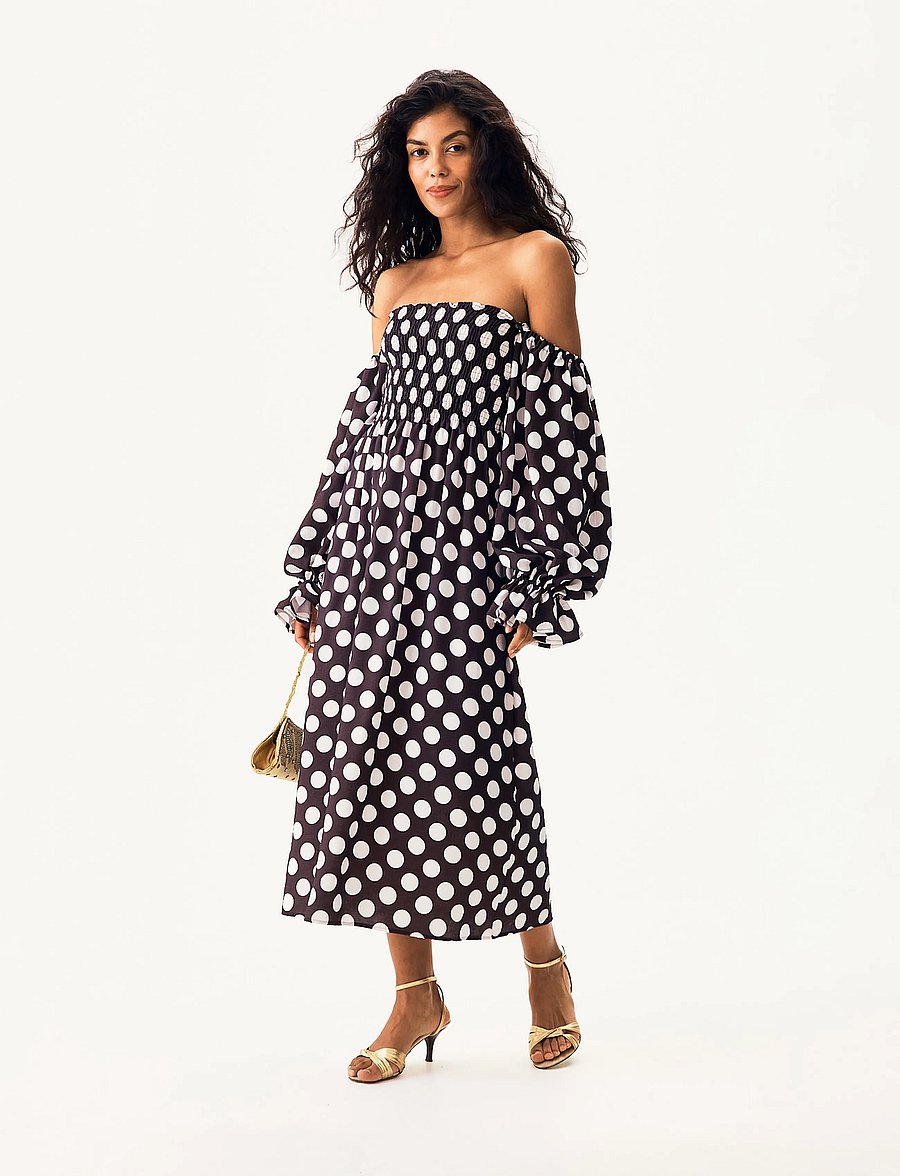 Sleeper - Atlanta Dress with Hair Ribbon - maxi kjoler - black&white - 3
