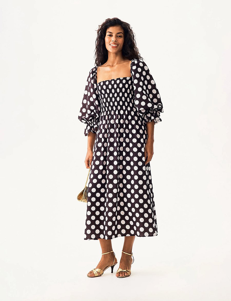 Sleeper - Atlanta Dress with Hair Ribbon - maxi kjoler - black&white - 4