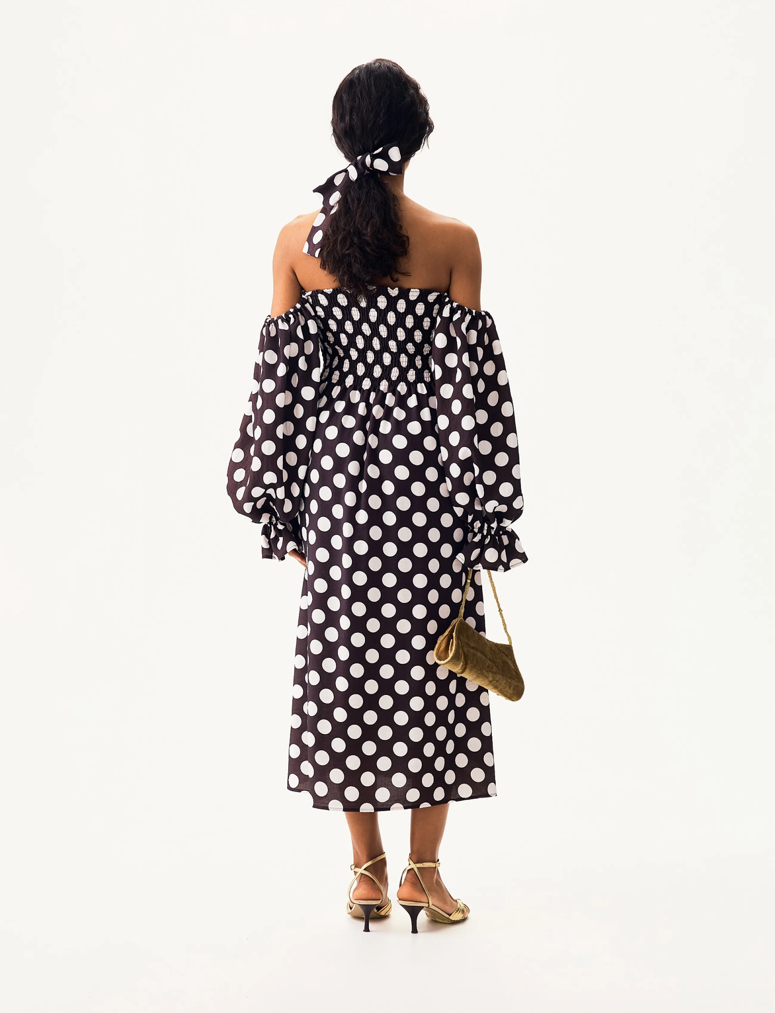 Sleeper - Atlanta Dress with Hair Ribbon - maxi kjoler - black&white - 5