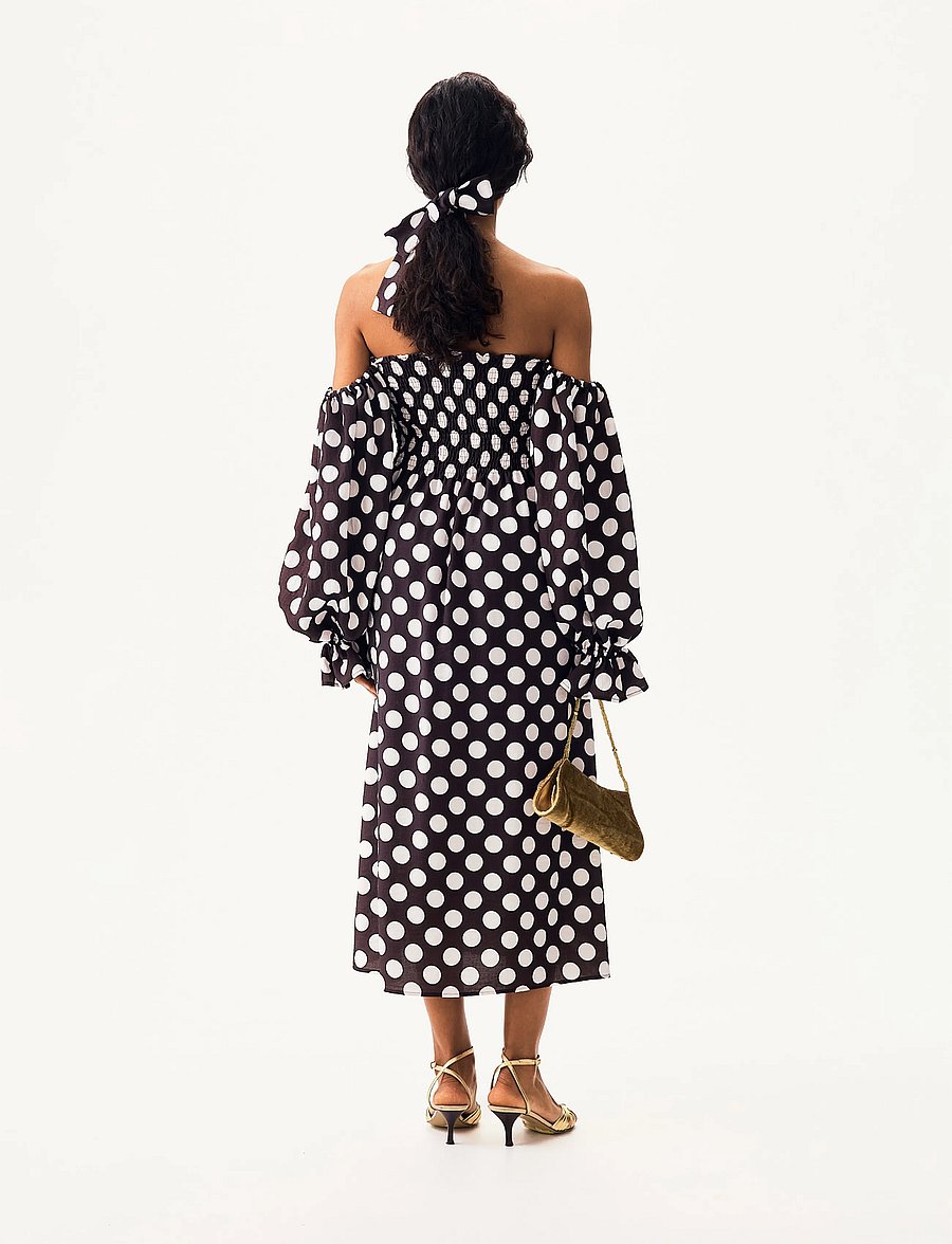 Sleeper - Atlanta Dress with Hair Ribbon - maxi kjoler - black&white - 5