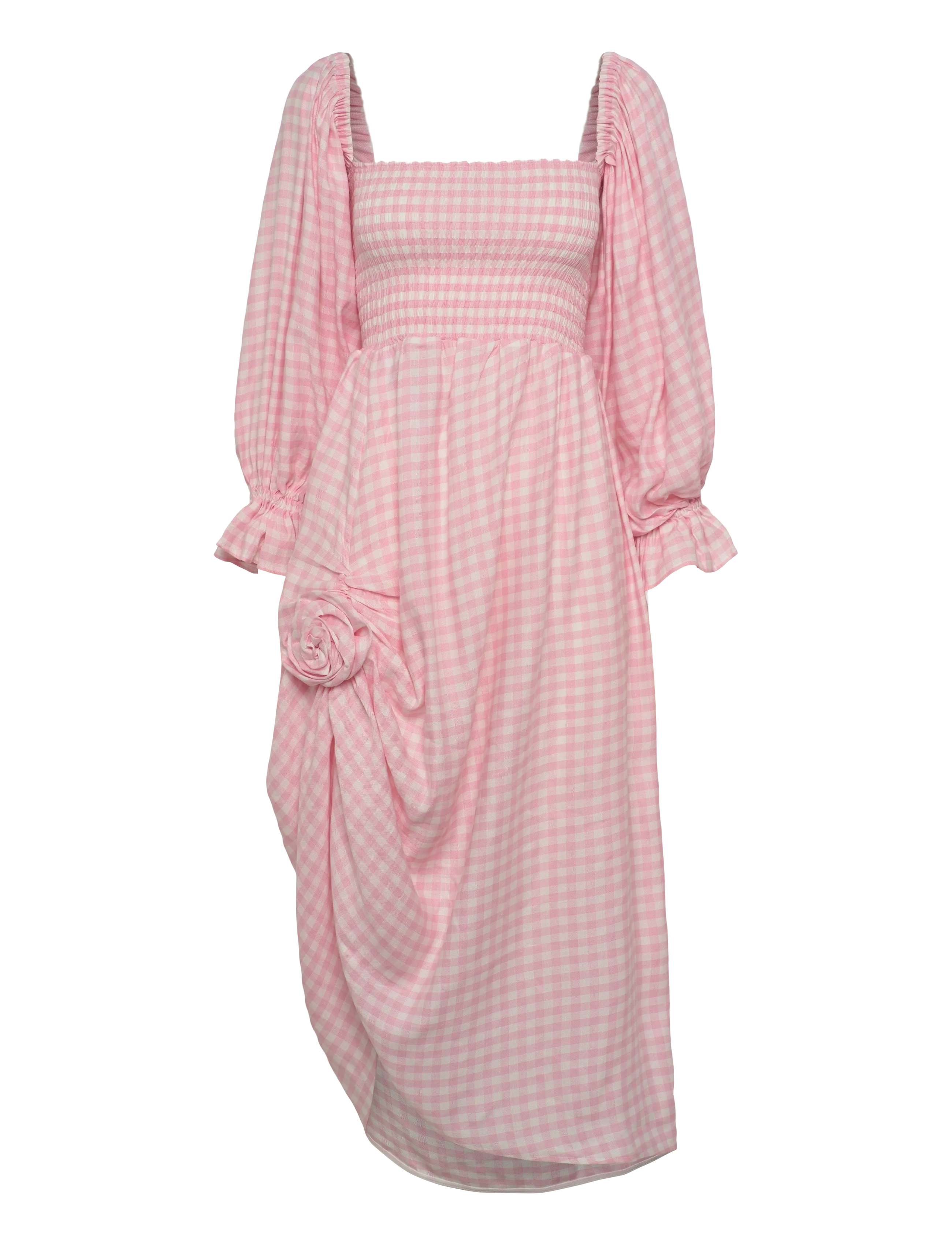SLEEPER Atlanta Linen Kleid With Rose Detail Pink - XS - Damen