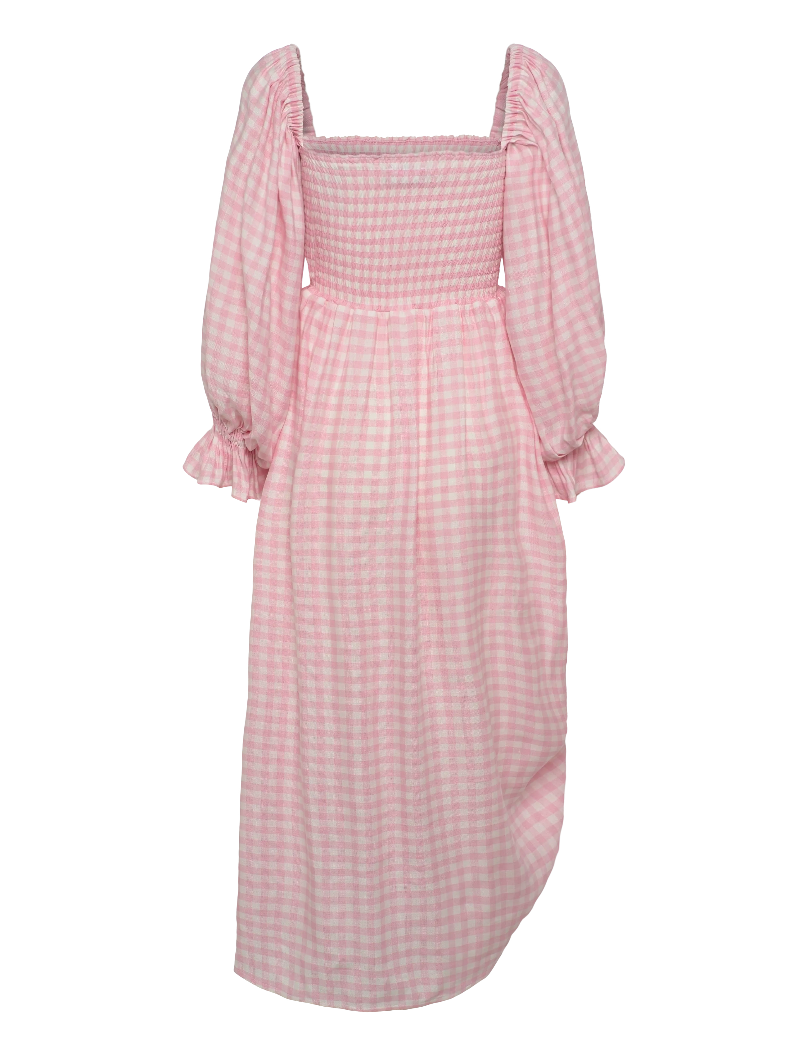 Sleeper - Atlanta Linen Dress with Rose Detail in Pink Vichy - sommerkjoler - white&pink - 2