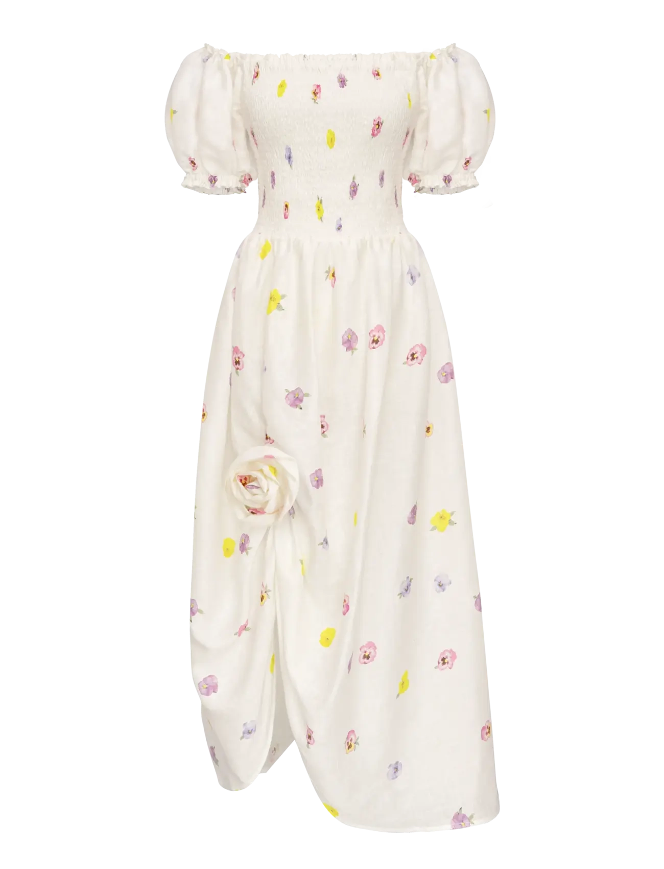 Sleeper - Belle Linen Dress with Rose Detail in Painsies - robes d'été - multicolor - 1