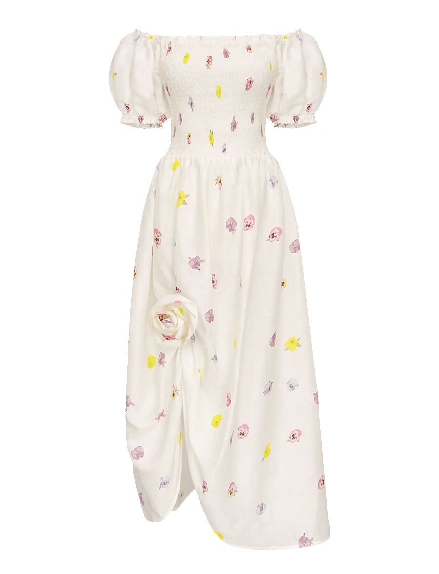 Sleeper - Belle Linen Dress with Rose Detail in Painsies - robes d'été - multicolor - 1
