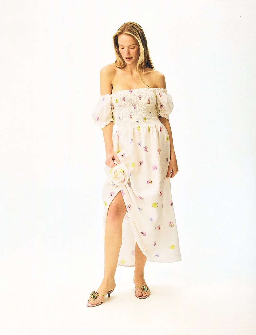 Sleeper - Belle Linen Dress with Rose Detail in Painsies - robes d'été - multicolor - 3