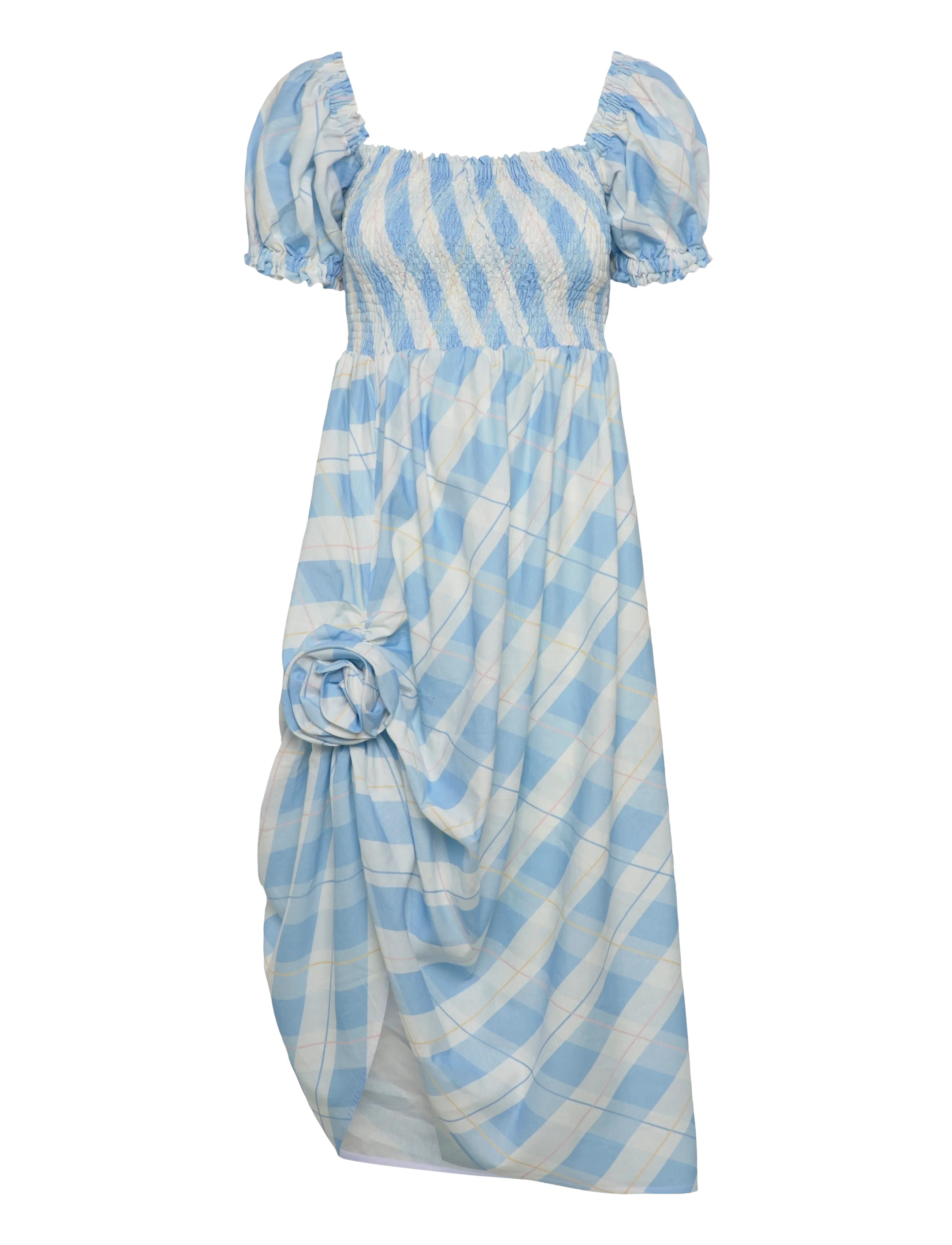 SLEEPER Belle Linen Kleid With Rose Detail Blau - L - Damen