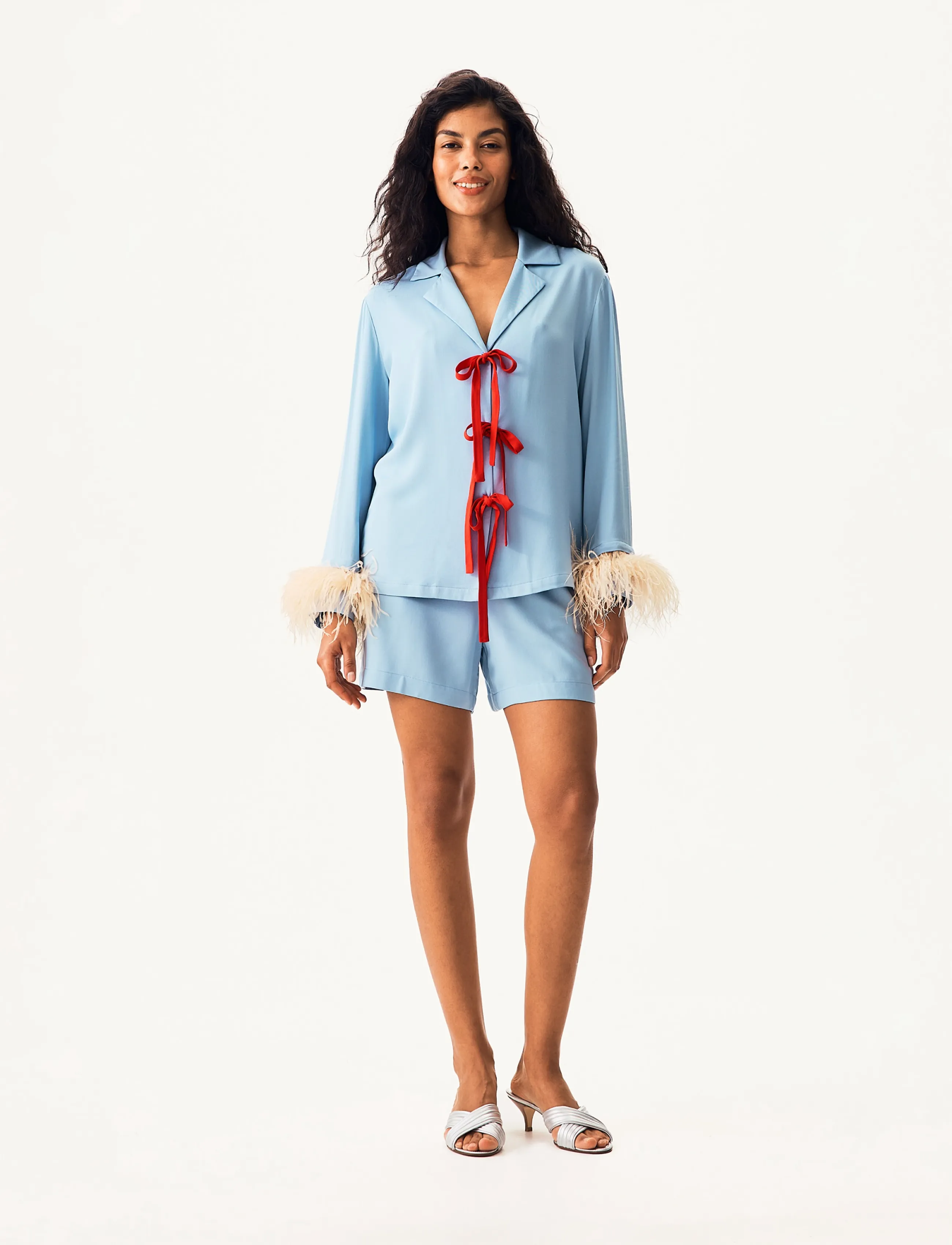 Sleeper The Bow Set With Shorts Detachable Feathers, M, Oberteile, Blau - Party Frauen