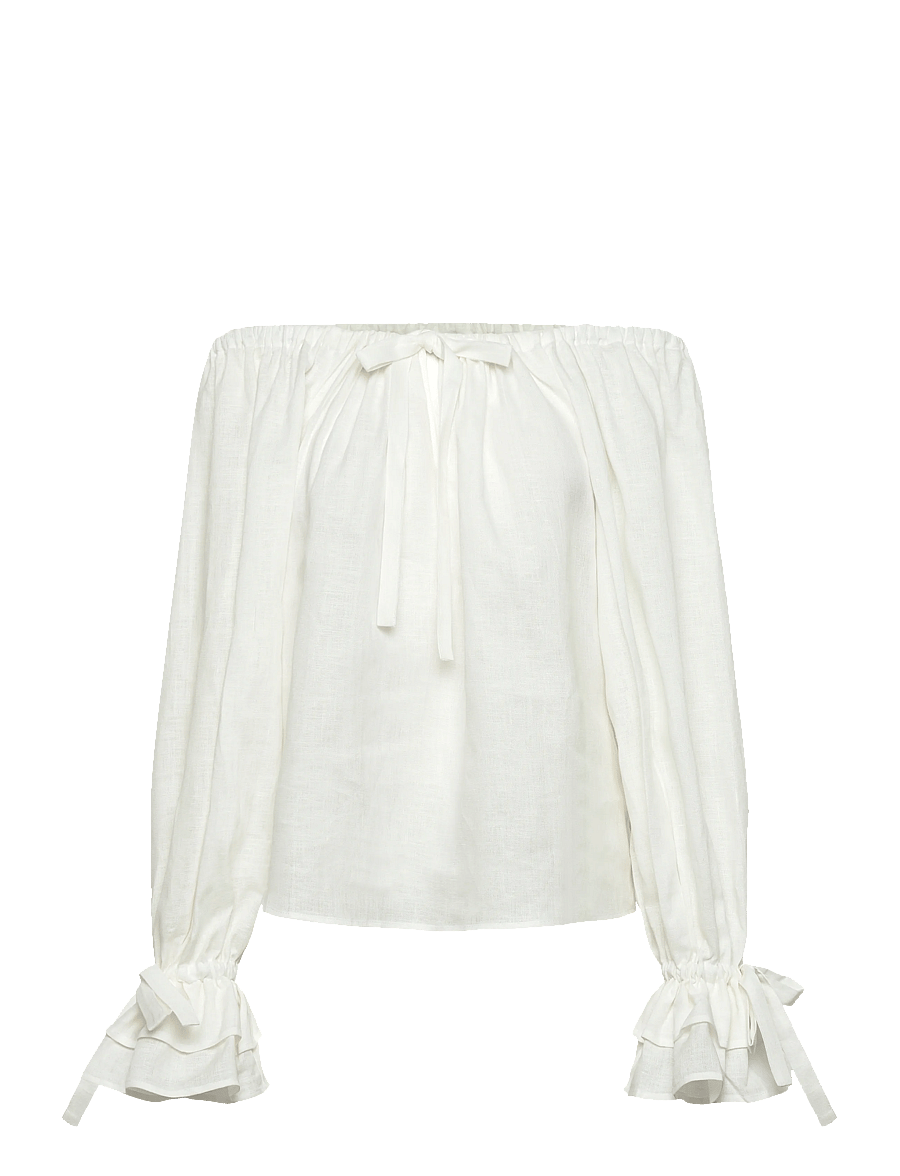Sleeper - Cha-Cha Lounge Blouse in White - linneskjortor - white - 1