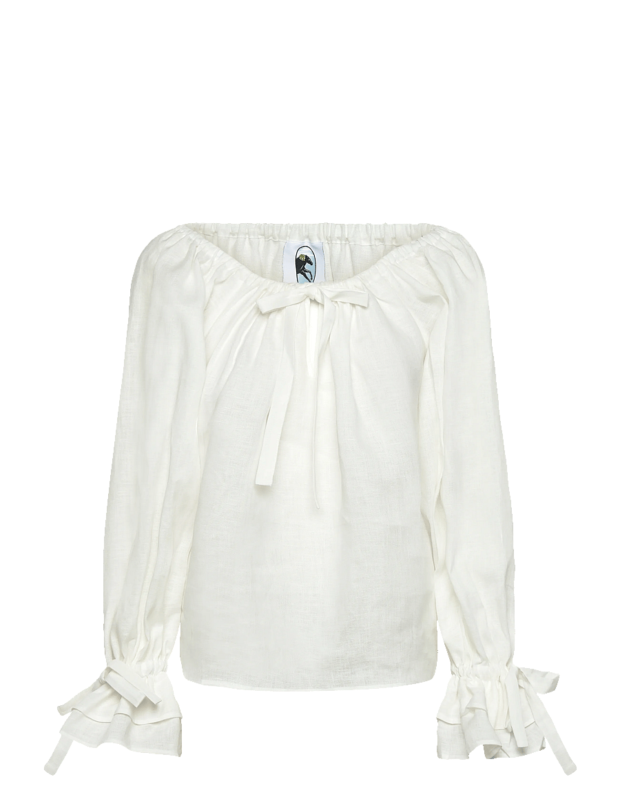 Sleeper - Cha-Cha Lounge Blouse in White - linneskjortor - white - 3