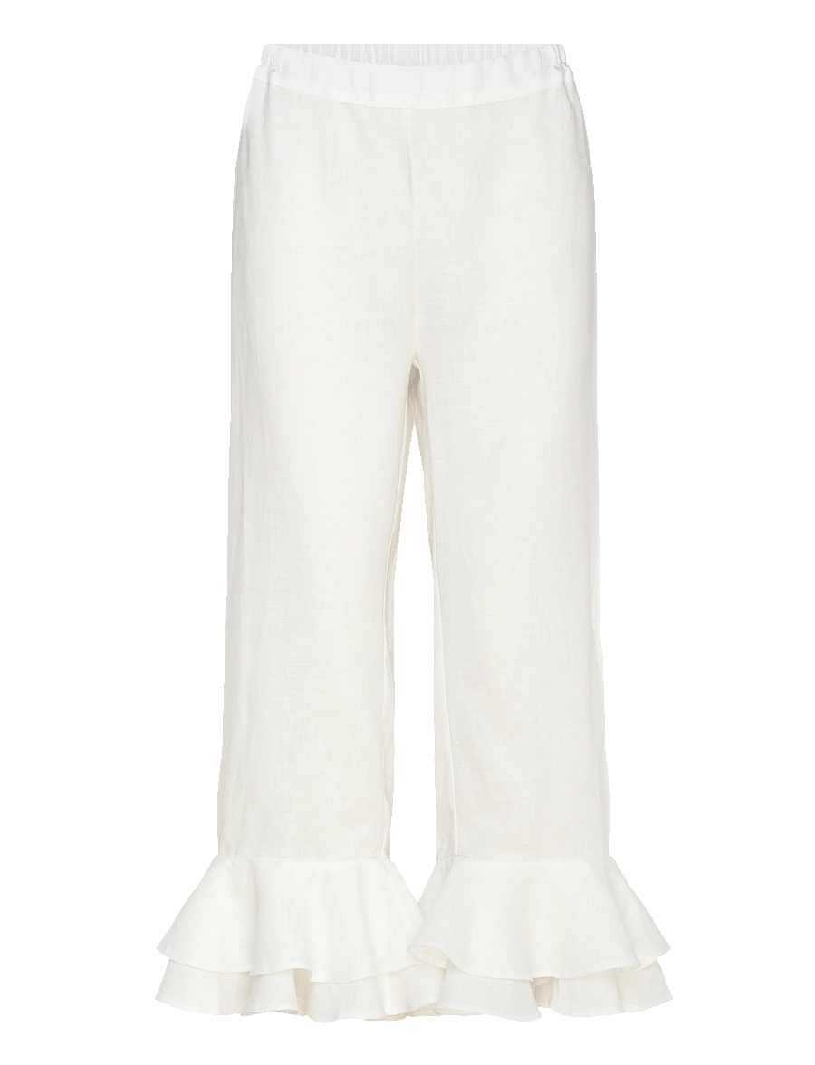 Sleeper - Cha-Cha Linen Lounge Pants with Headscarf in White - hørbukser - white - 1