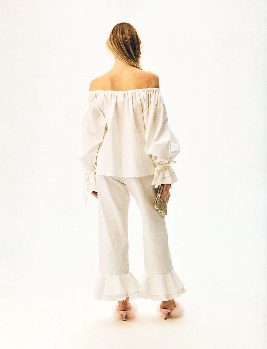 Sleeper - Cha-Cha Linen Lounge Pants with Headscarf in White - hørbukser - white - 3