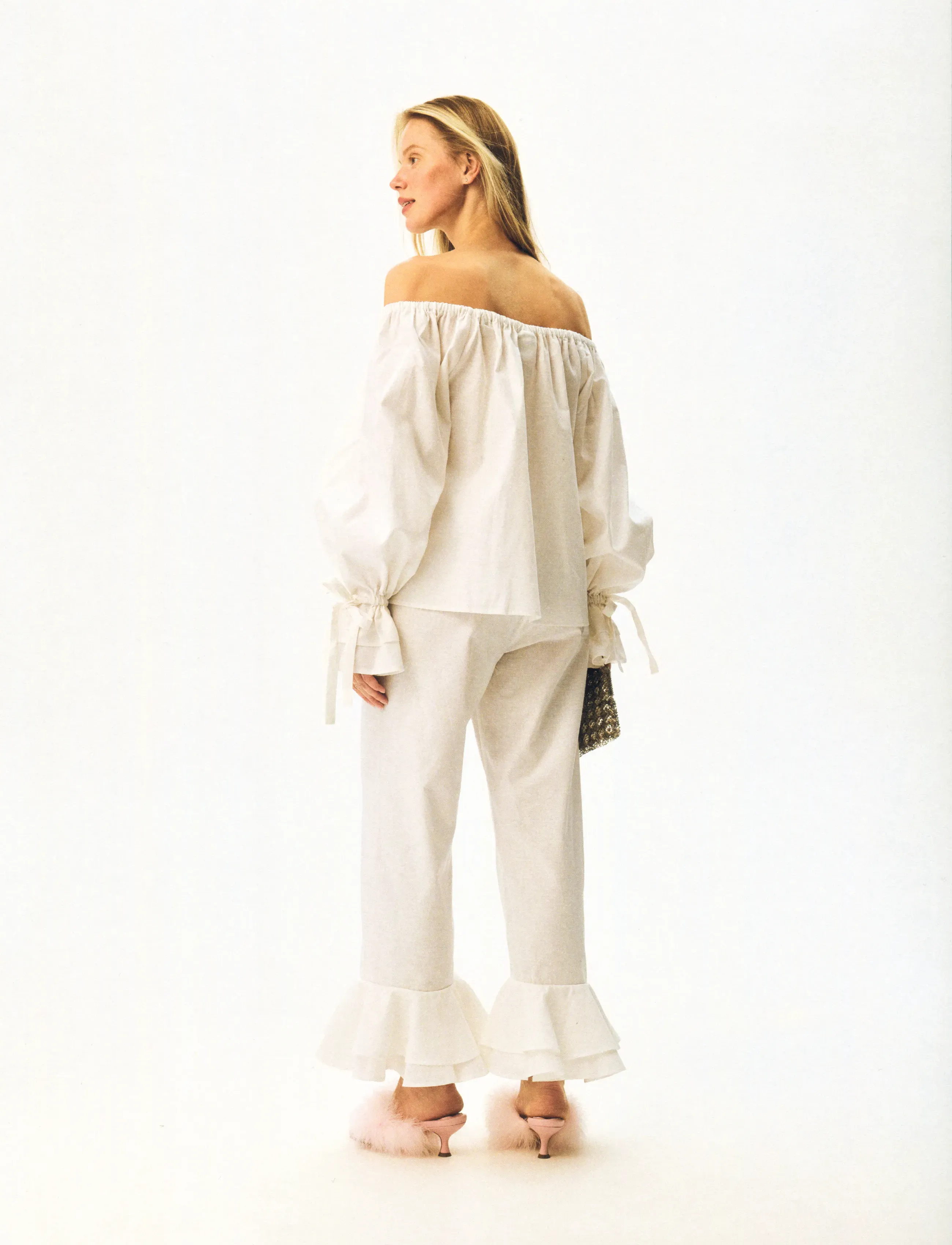 Sleeper - Cha-Cha Linen Lounge Pants with Headscarf in White - hørbukser - white - 4