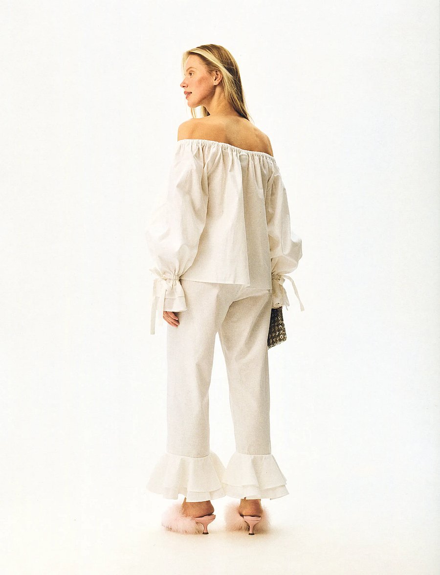 Sleeper - Cha-Cha Linen Lounge Pants with Headscarf in White - hørbukser - white - 4
