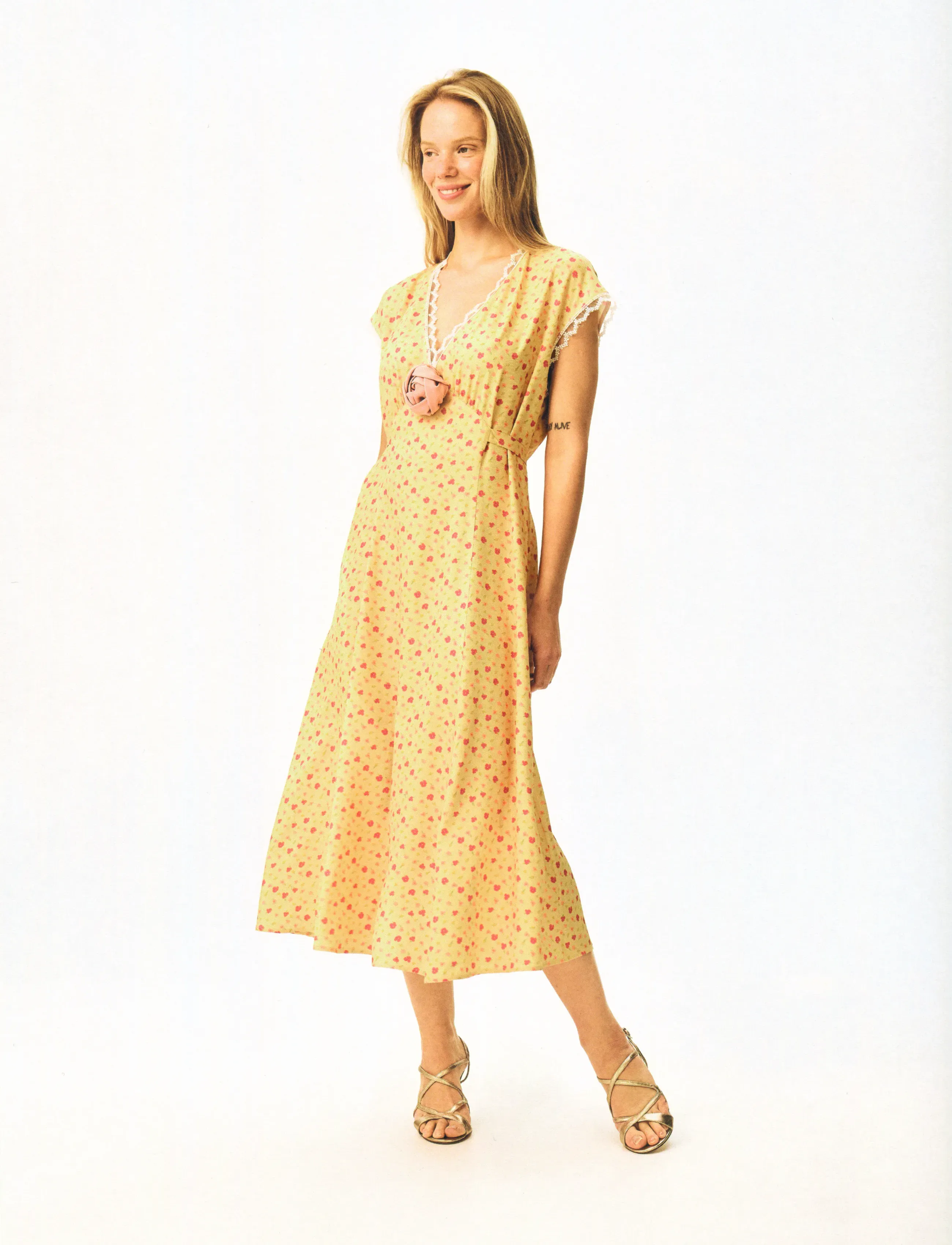 Sleeper The Genus Rosa Dress In Wild Painsies, XL, Yellow, Kjoler > Knælange Og Midi, Dame