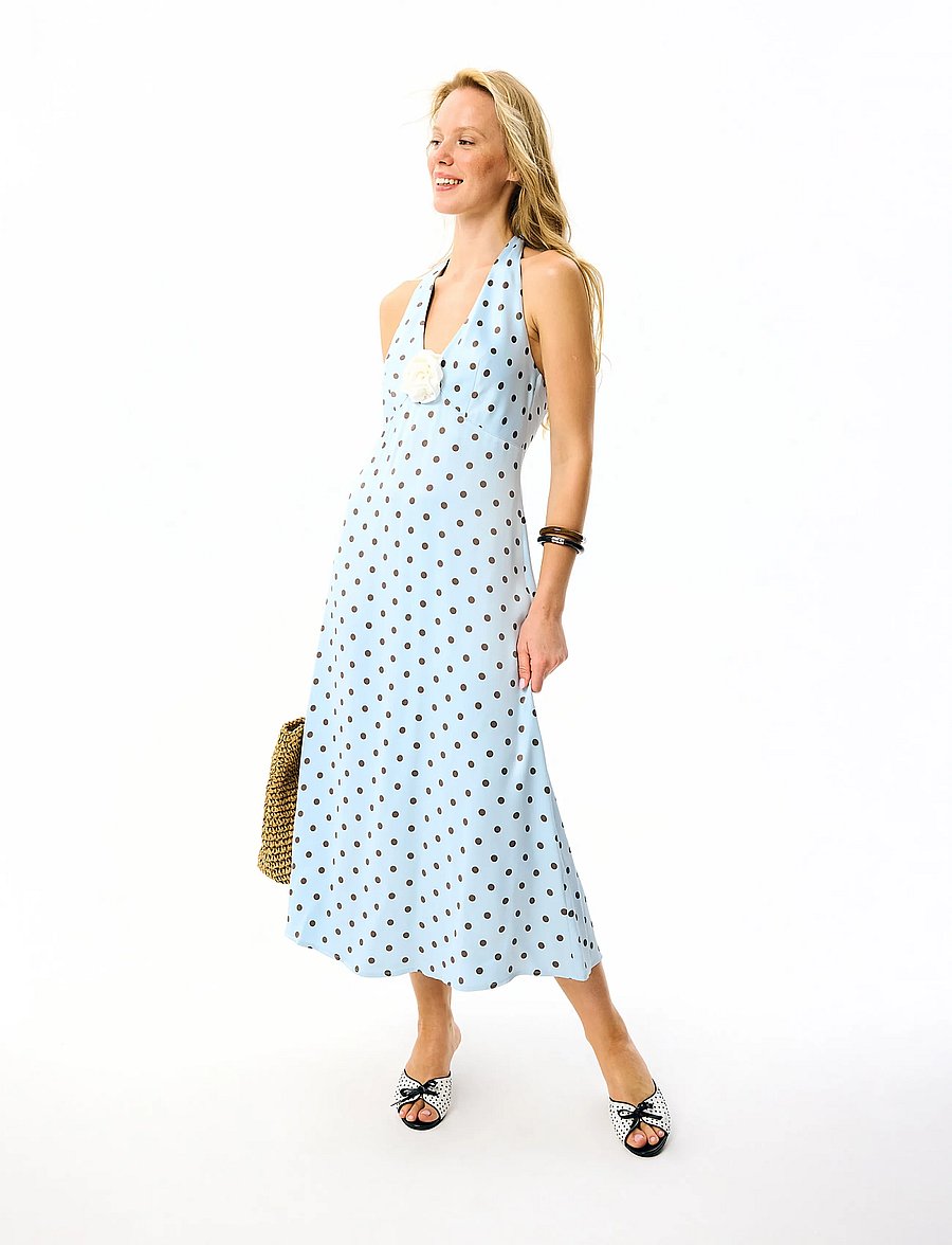 Sleeper - Jardin Halterneck Maxi Dress - blue&brown - 0