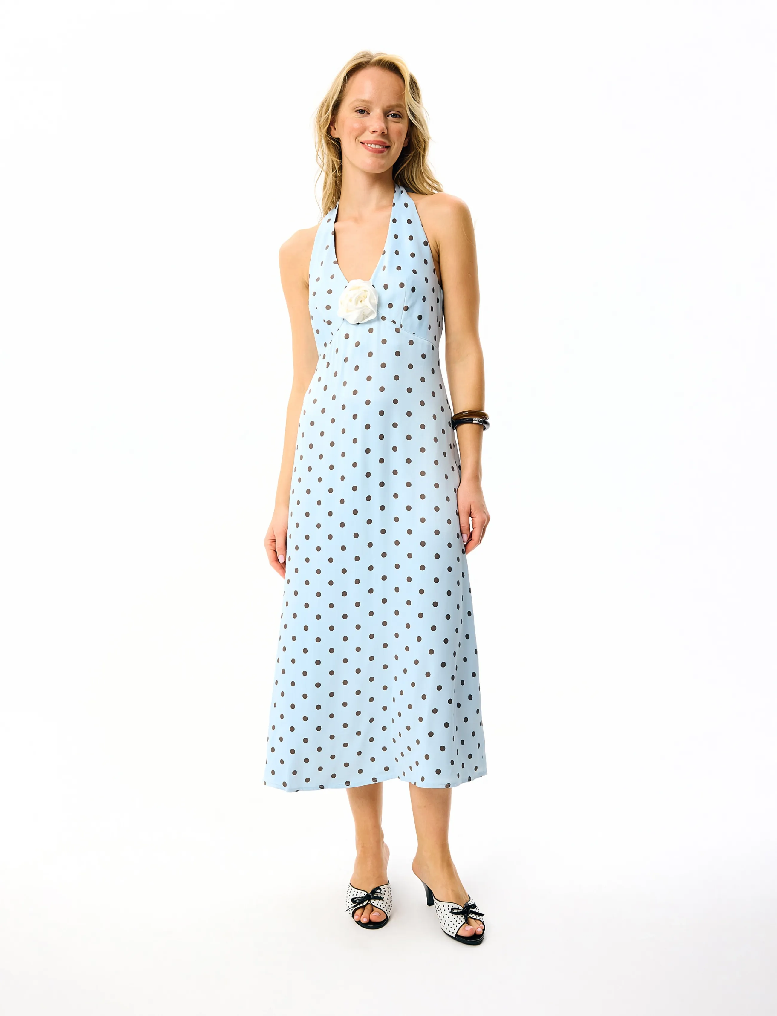 Sleeper - Jardin Halterneck Maxi Dress - blue&brown - 4