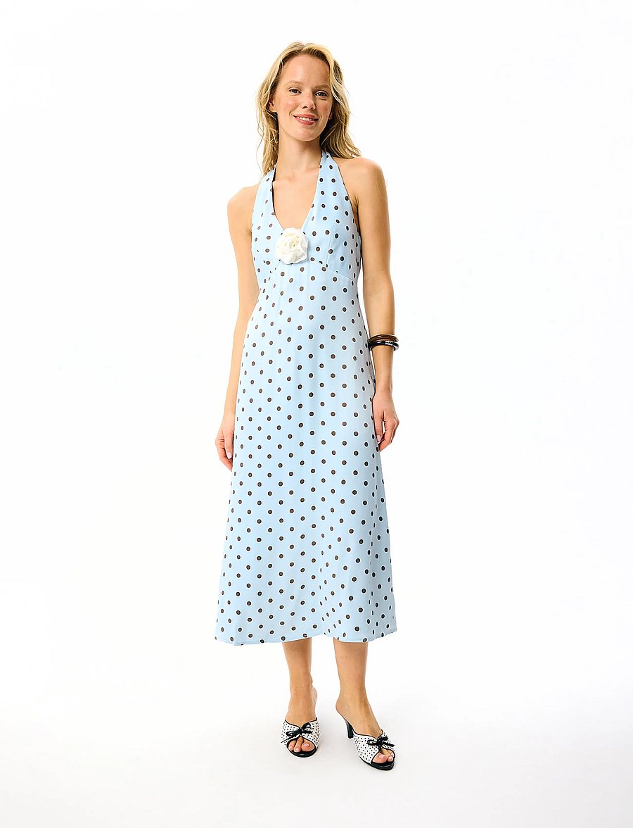 Sleeper - Jardin Halterneck Maxi Dress - blue&brown - 4