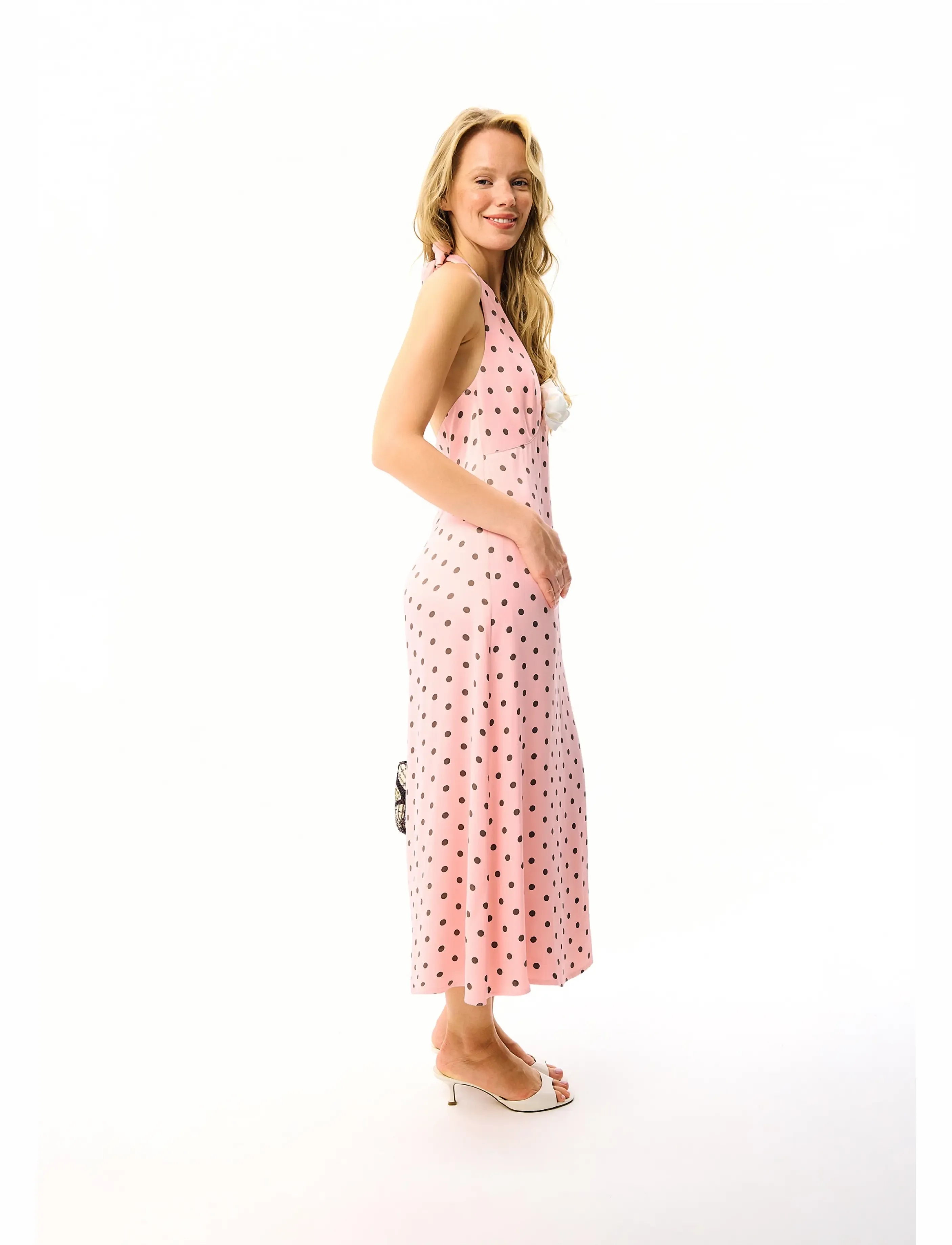 Sleeper - Jardin Halterneck Maxi Dress - aftenkjoler - pink&brown - 4