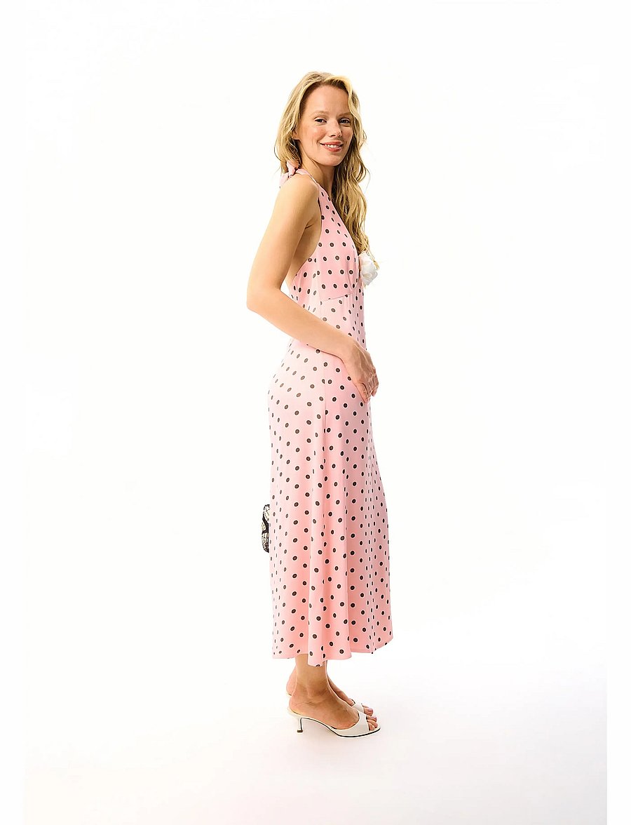 Sleeper - Jardin Halterneck Maxi Dress - aftenkjoler - pink&brown - 4
