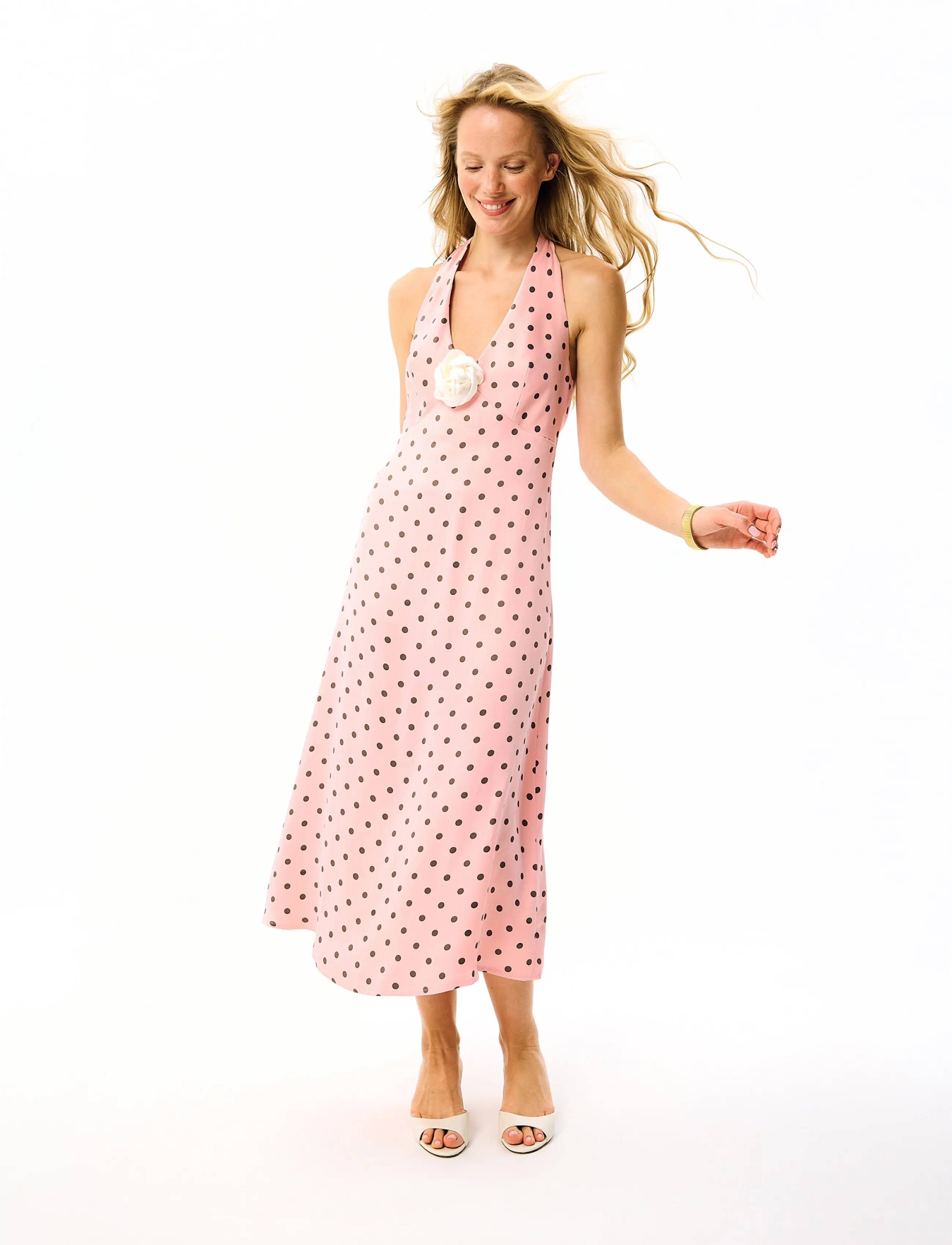 Sleeper - Jardin Halterneck Maxi Dress - aftenkjoler - pink&brown - 5