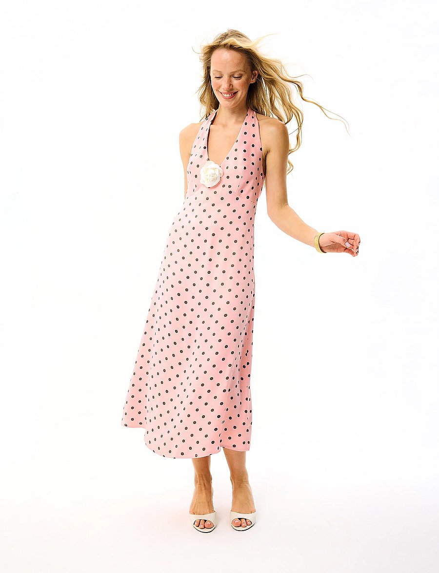 Sleeper - Jardin Halterneck Maxi Dress - aftenkjoler - pink&brown - 5