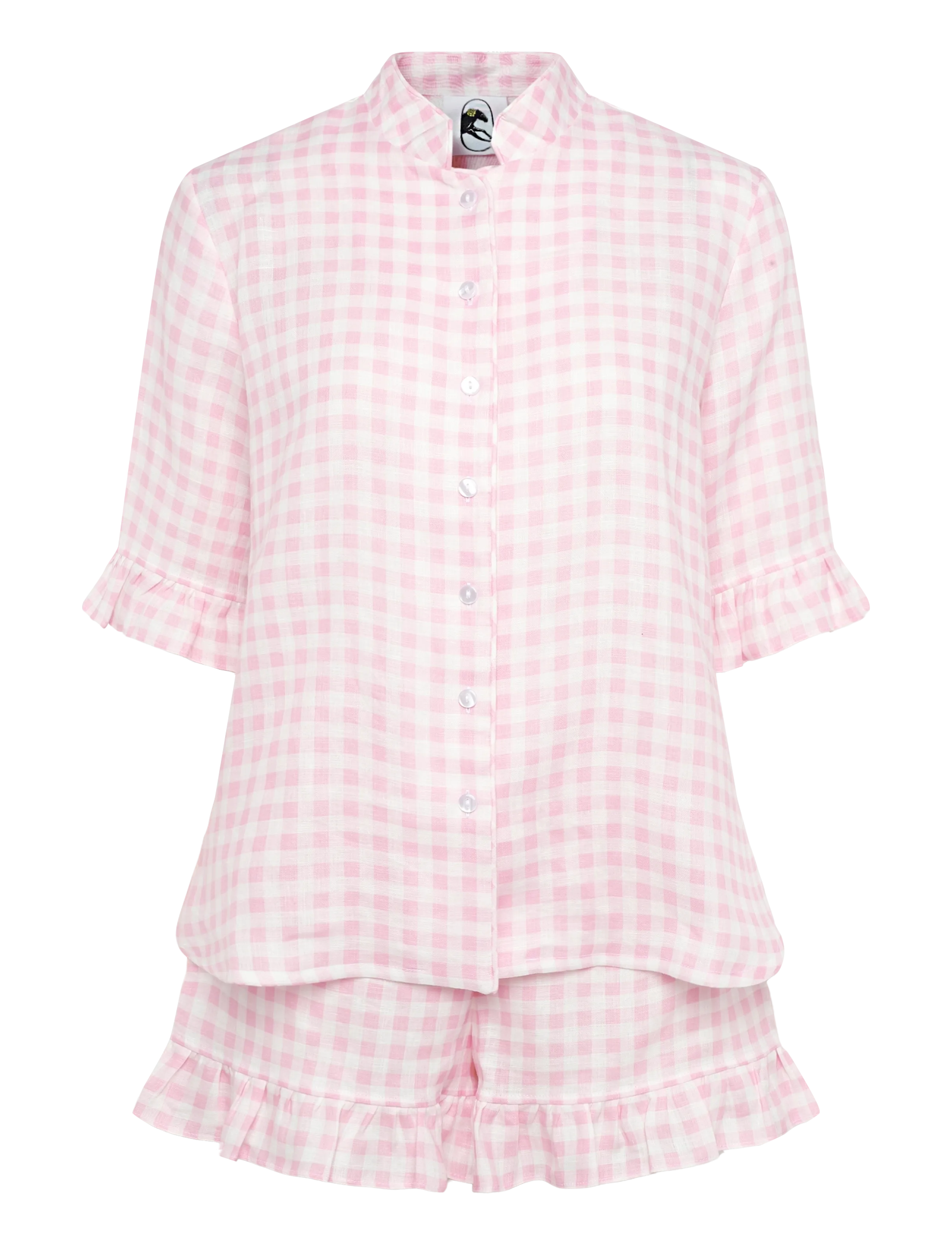 Sleeper Linen Lounge Suit - Sleeper - WHITE&PINK / pink/rose