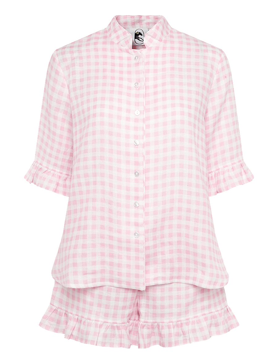Sleeper - Linen Lounge Suit - pyjamas - white&pink - 0
