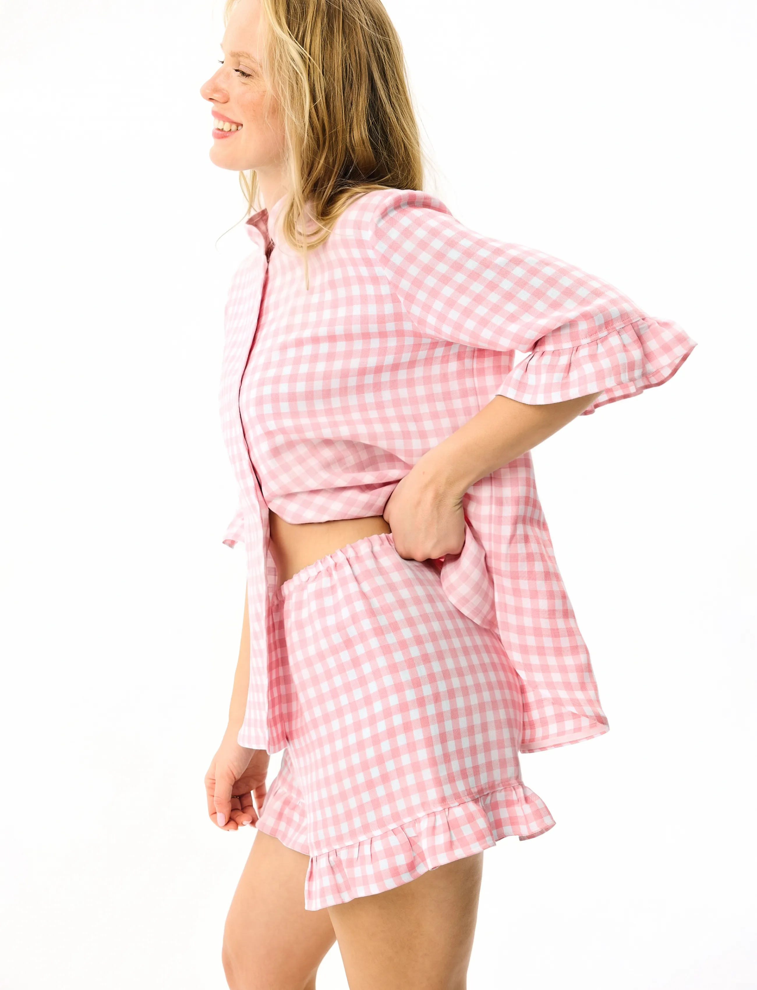 Sleeper - Linen Lounge Suit - pyjamas - white&pink - 5