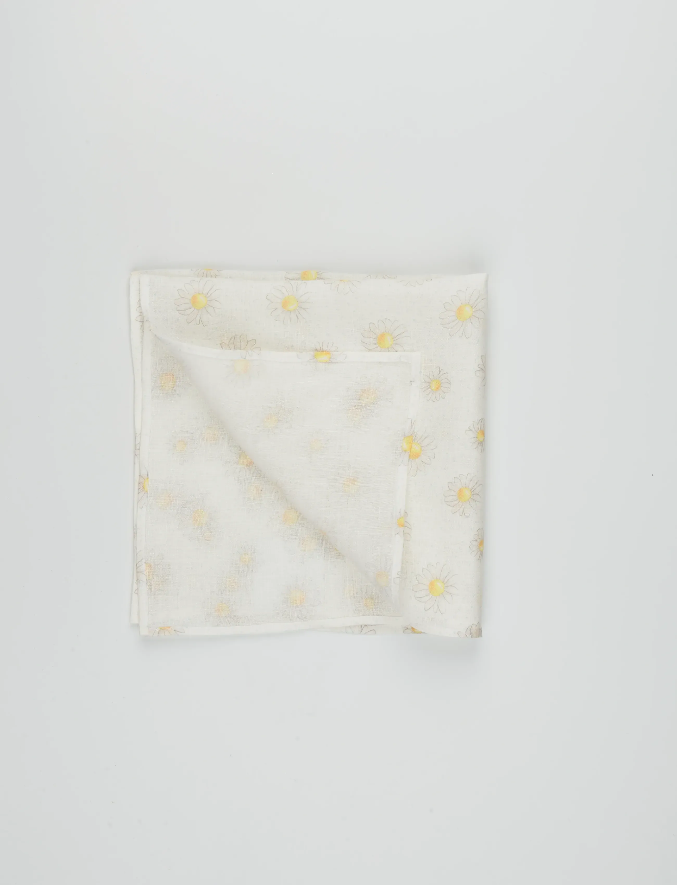 Sleeper - Puff Linen Lounge Pants with Headscarf in Daisies - hørbukser - white&yellow - 4