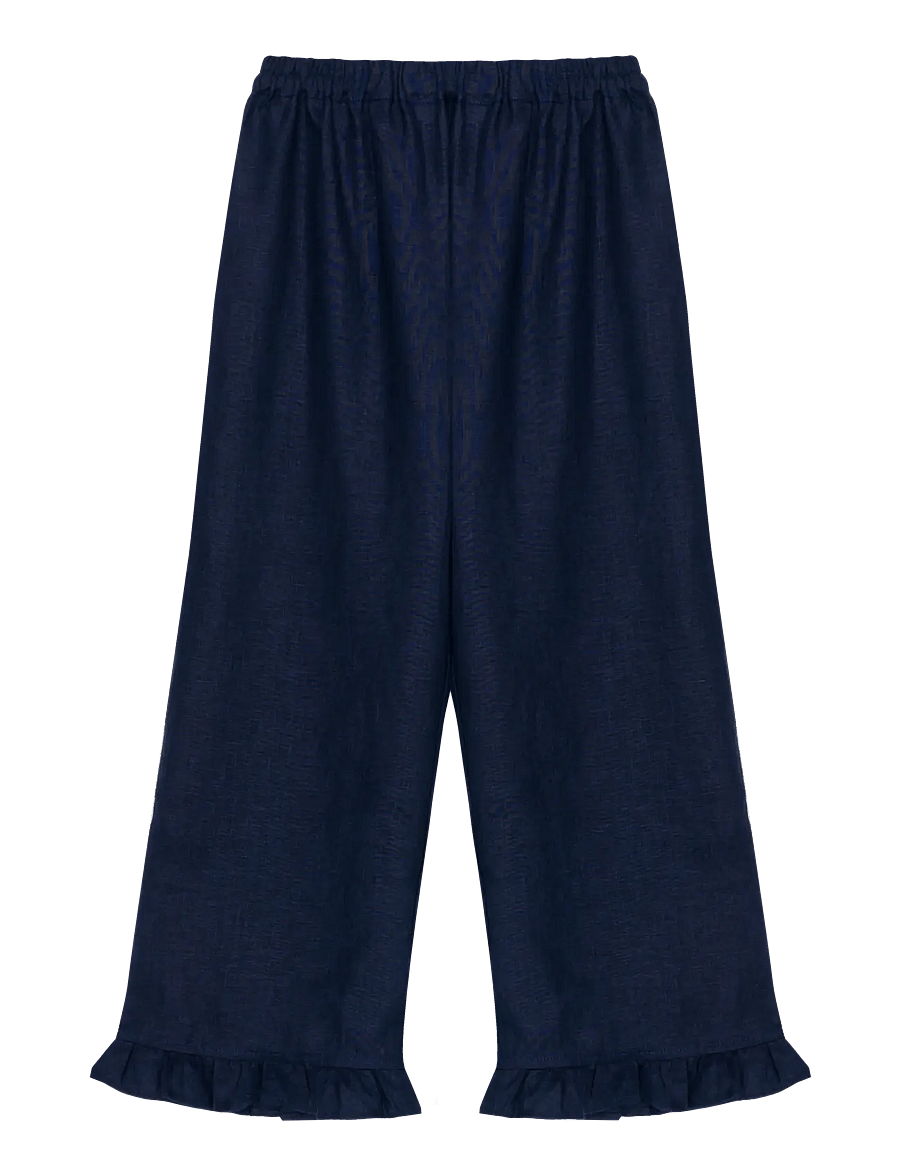 Sleeper - Puff Linen Lounge Pants in Navy - culottes - navy - 1