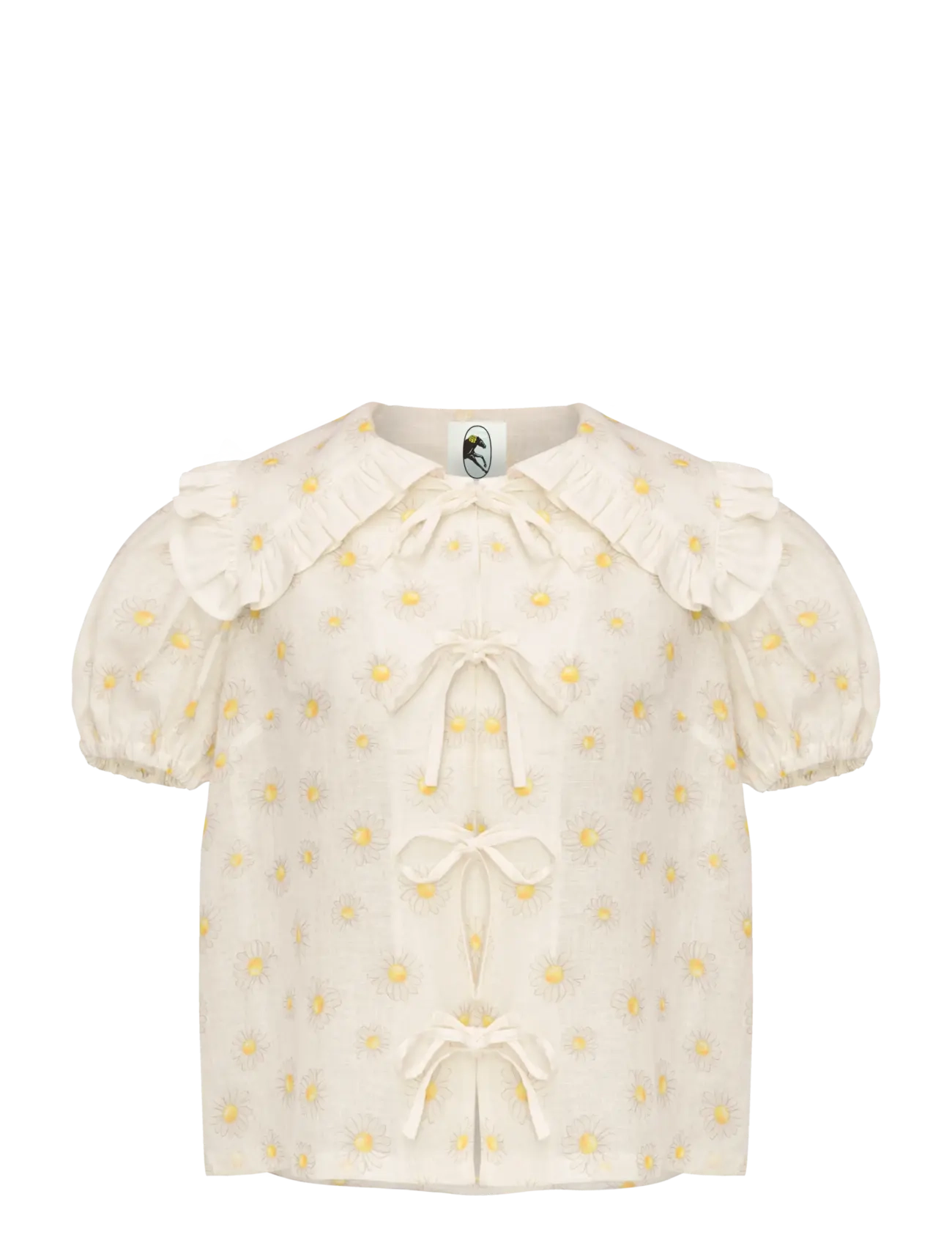 SLEEPER Puff Linen Lounge Shirt In Daisies Weiß - XS - Damen