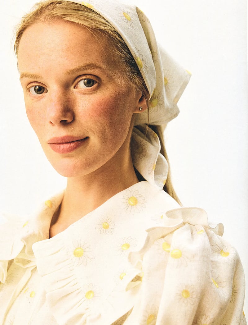 Sleeper - Puff Linen Lounge Shirt in Daisies - linen shirts - white&yellow - 4