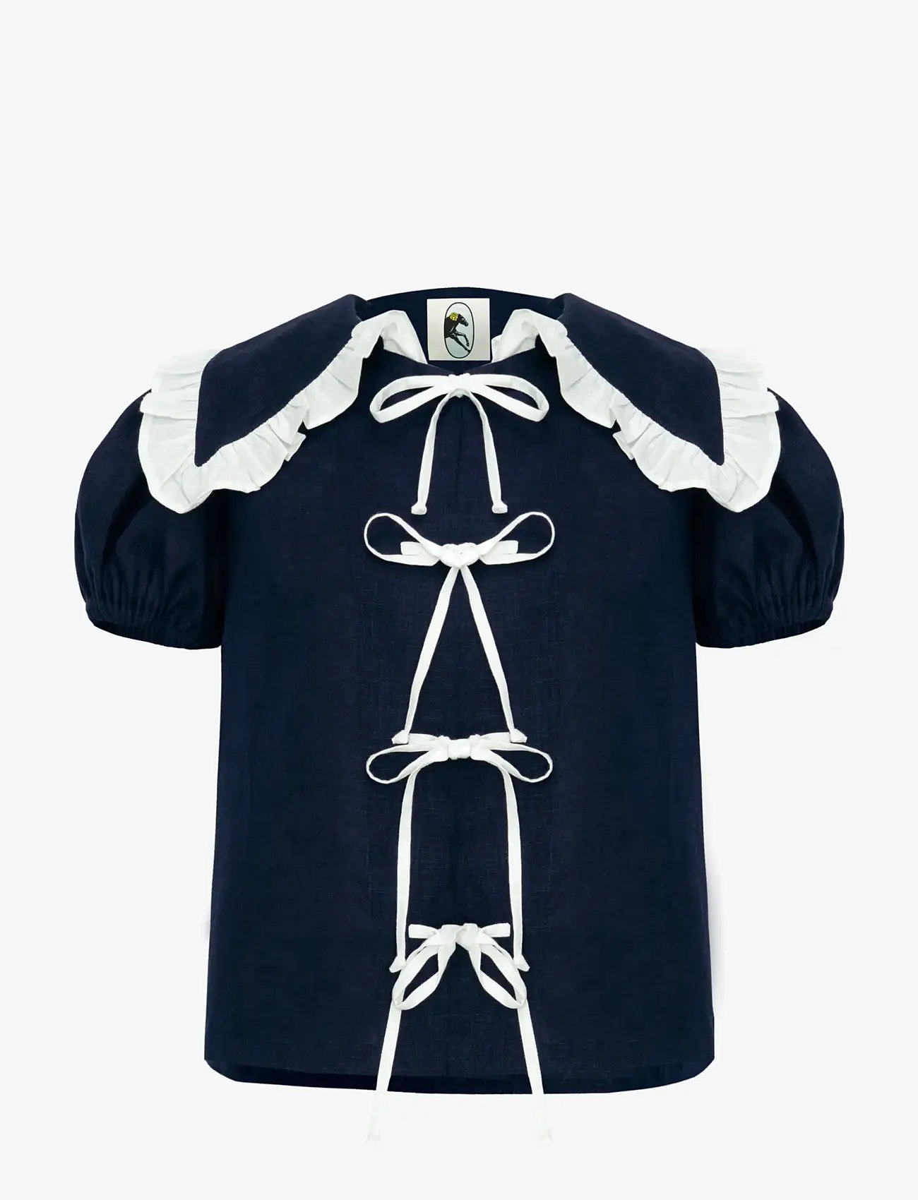 Sleeper - Puff Linen Lounge Shirt in Navy - linneskjortor - navy - 1