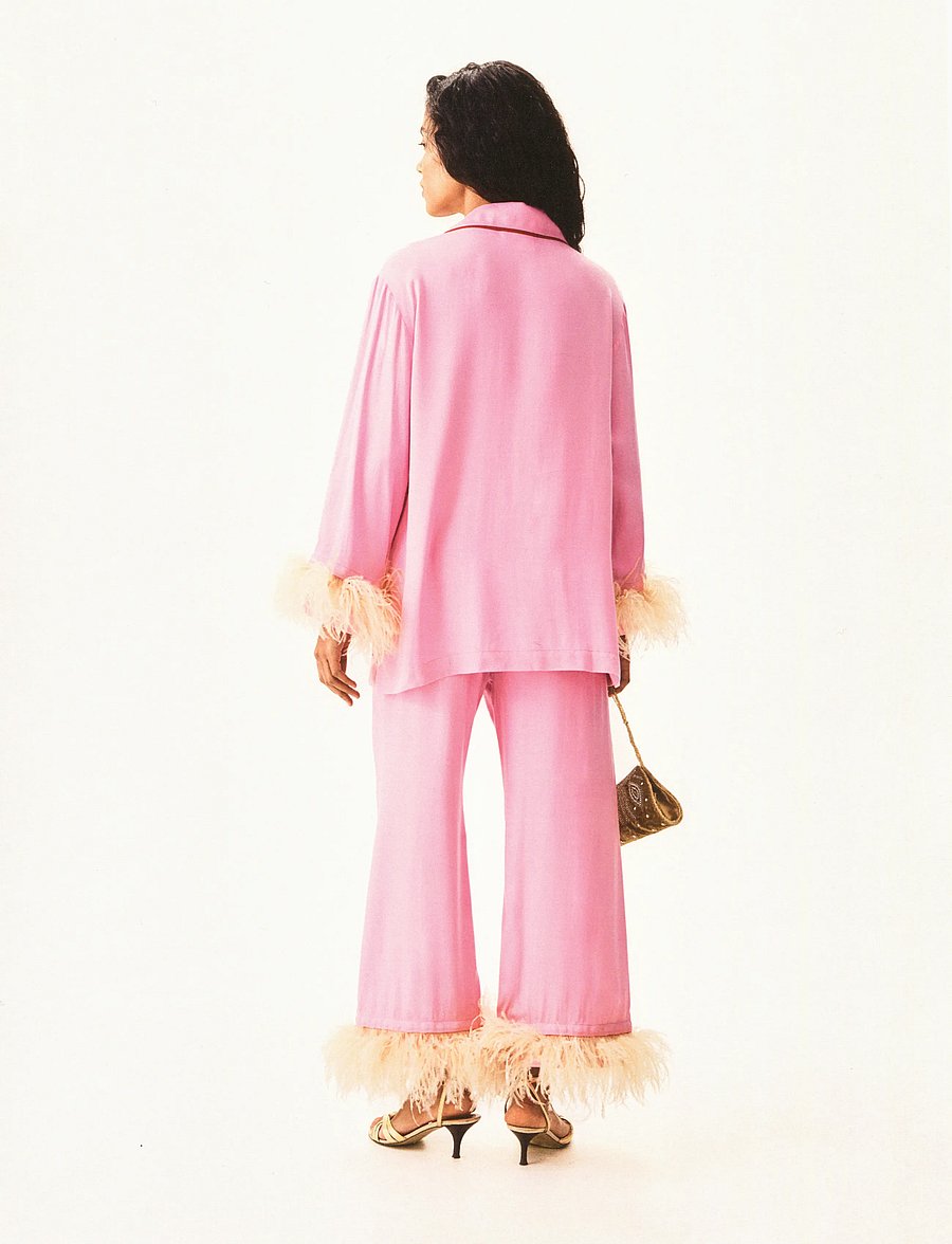 Sleeper - Party Pajama Set with Detachable Feathers - pyjamas - pink&red - 4