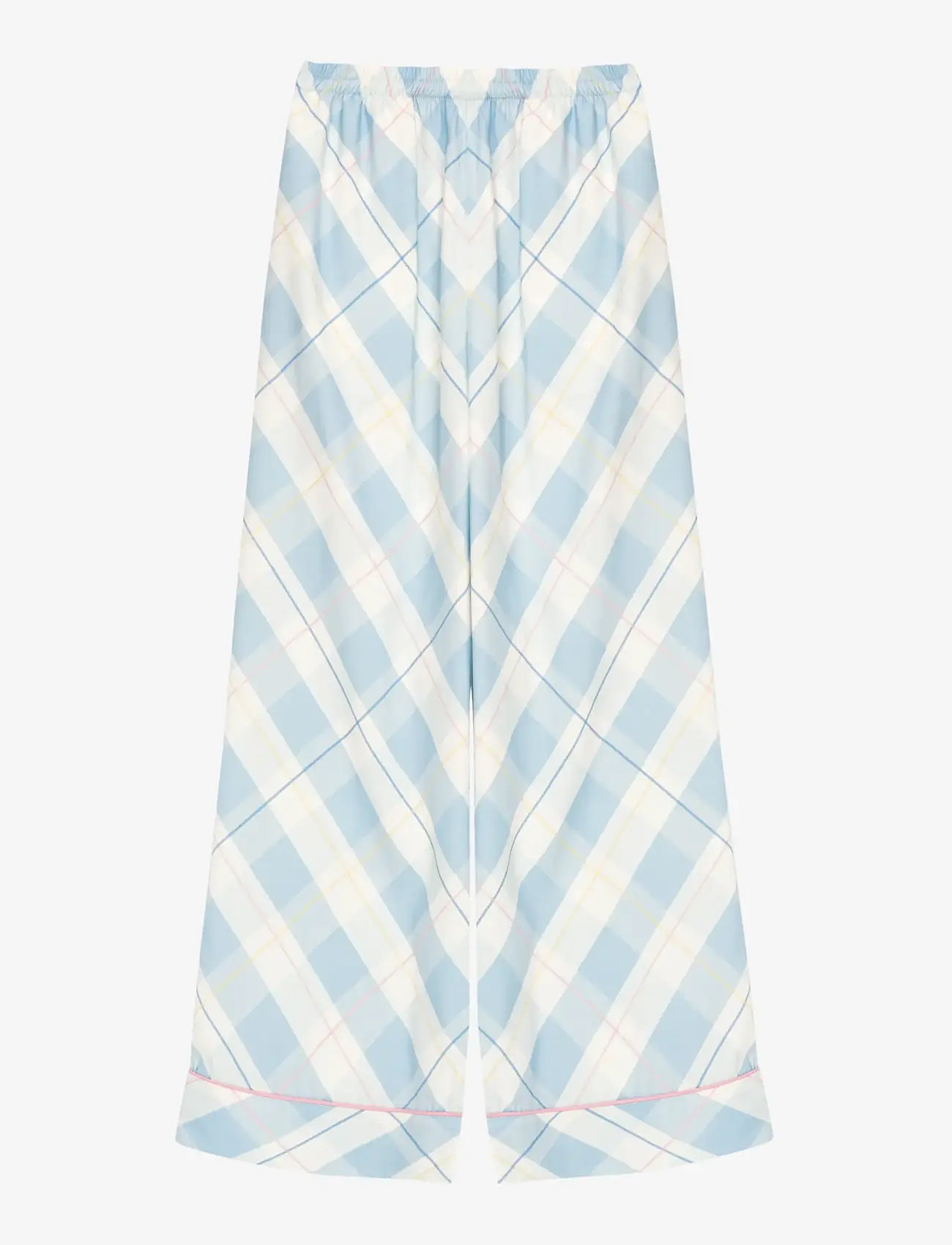 Sleeper - Pastelle Oversized Pants in Blue Plaid - laia säärega püksid - white&blue - 1
