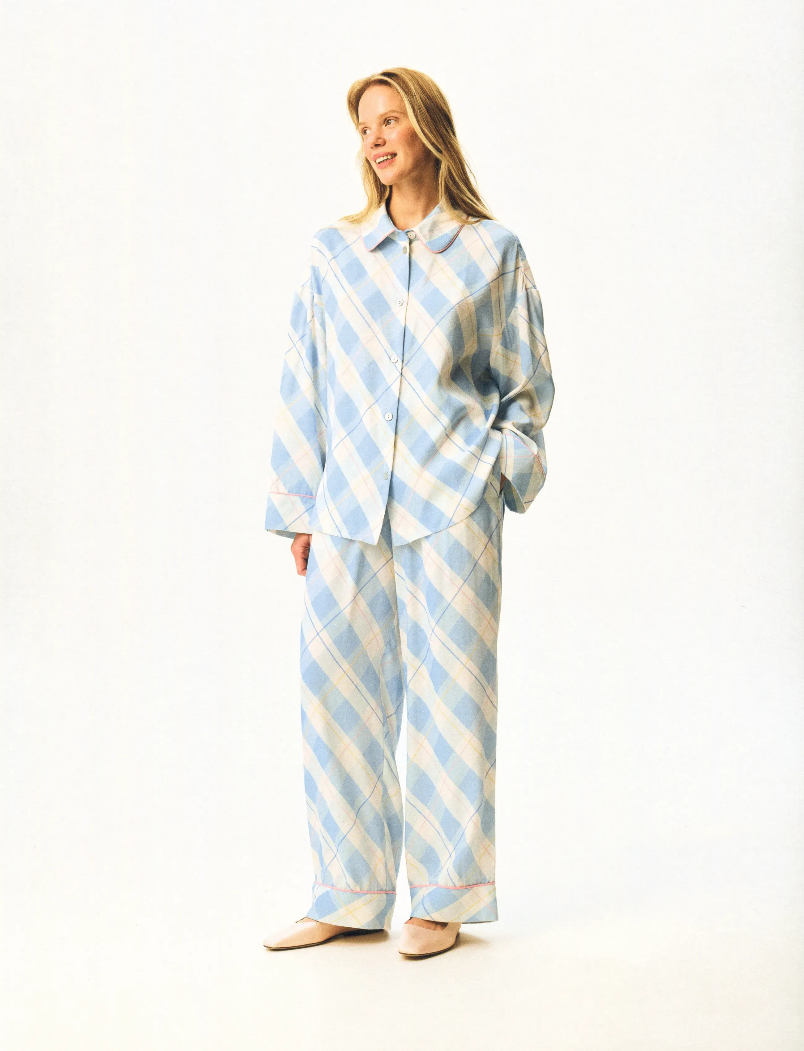 Pastelle Oversized Pants In Blue Plaid 2
