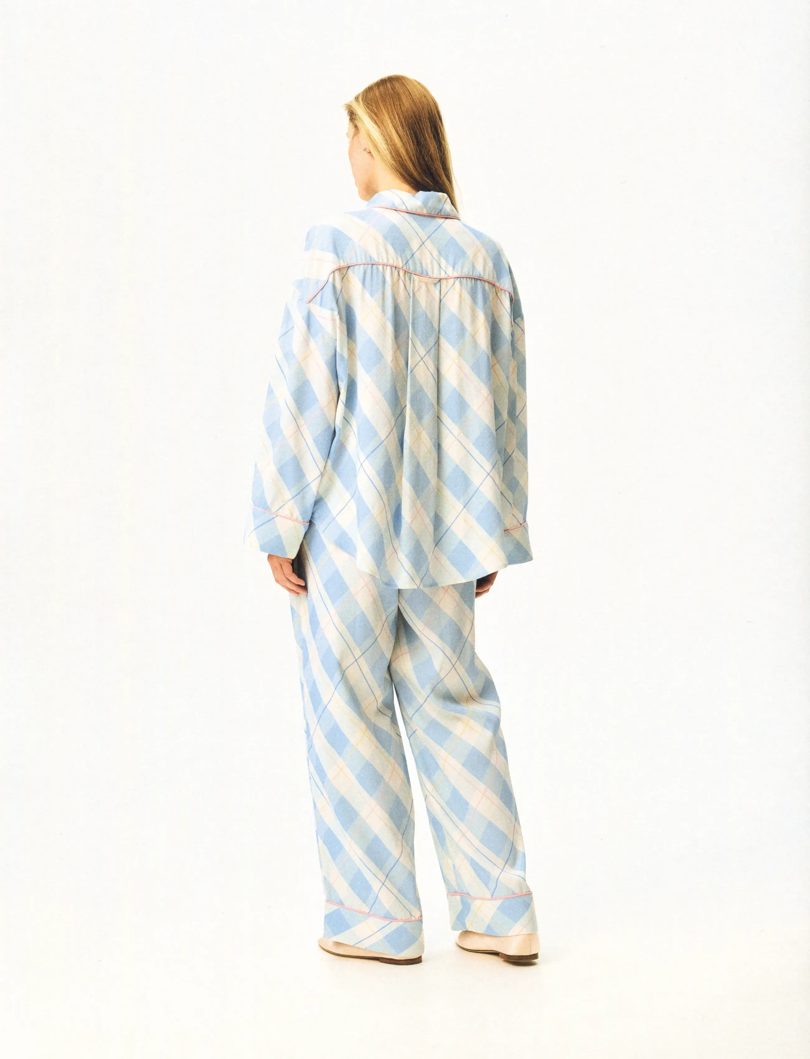 Pastelle Oversized Pants In Blue Plaid 3