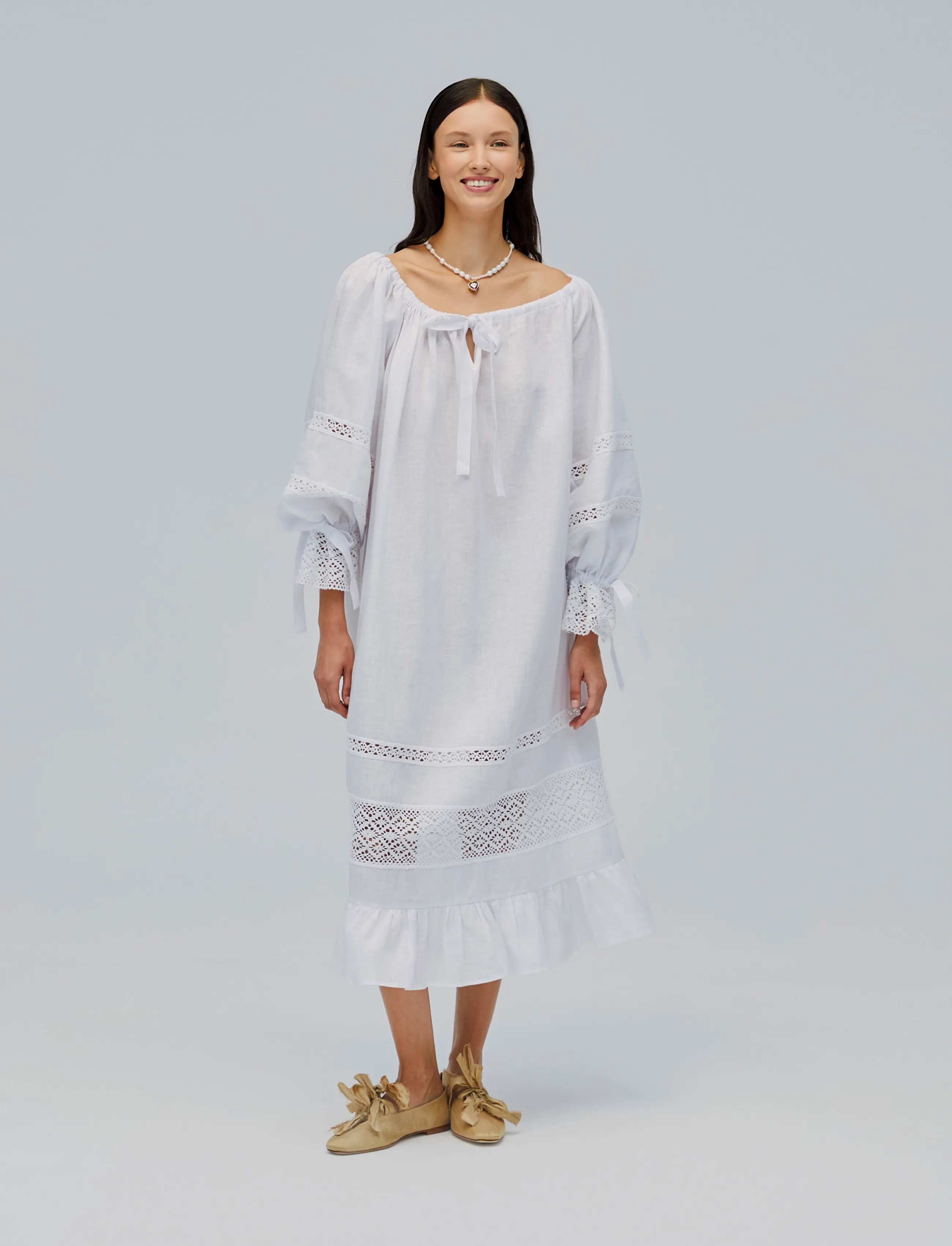 Sleeper Romantica Lounge Dress - Kleidid - WHITE / white