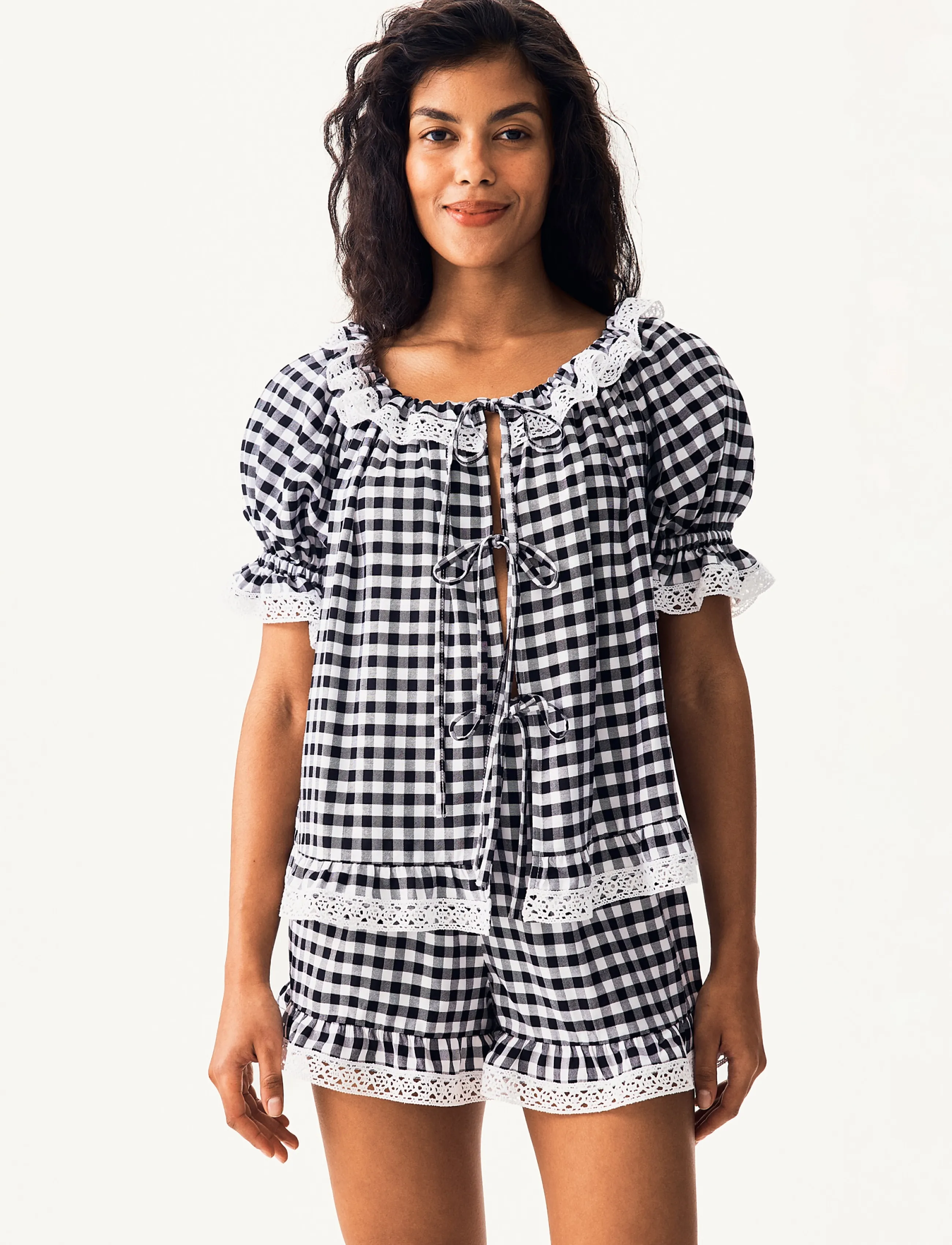 Sleeper Romantica Set With Short pyjamas & nattlinnen dam – bild 5