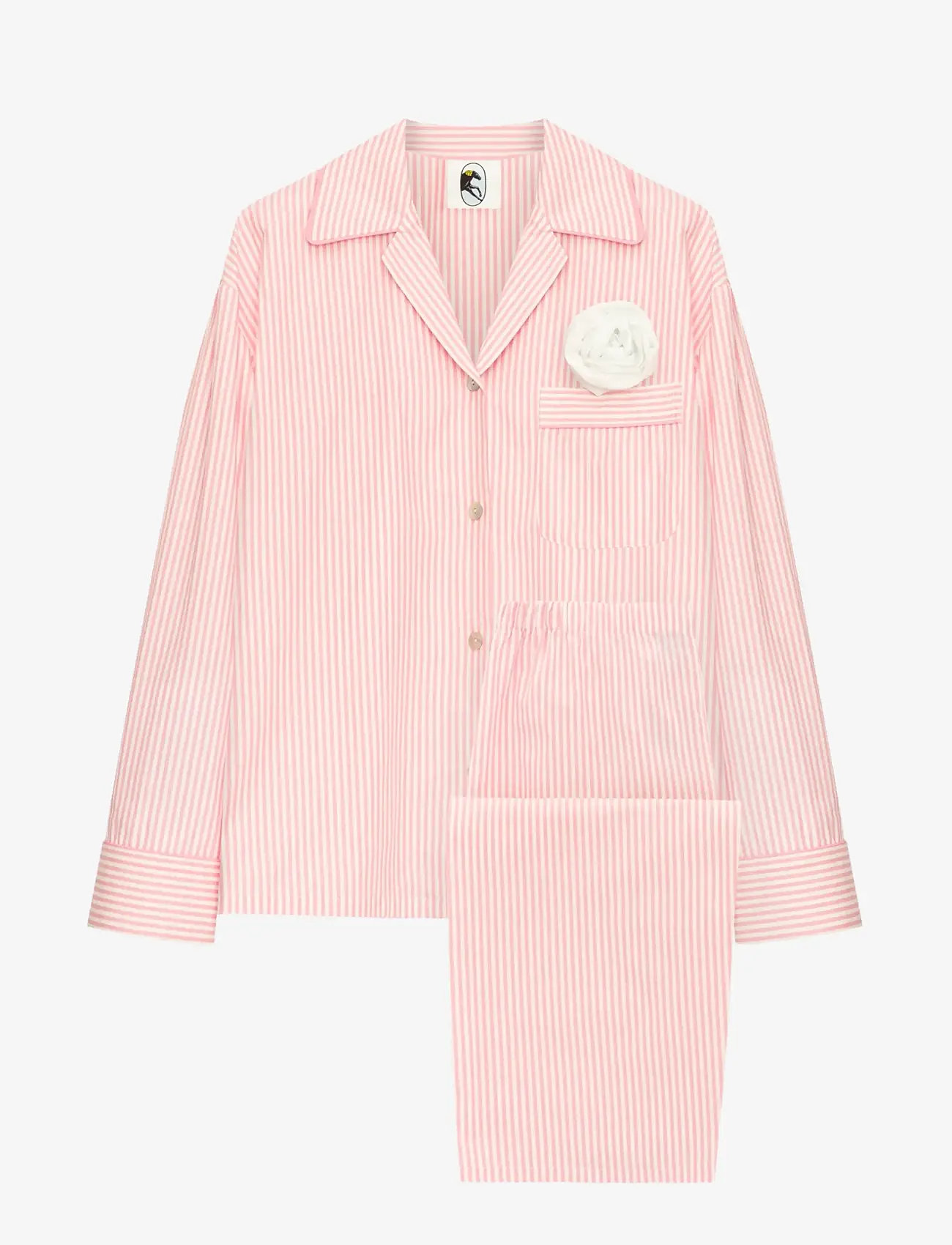 Sleeper - The Rose Cotton Pajama Set in Soft Pink Stripes - pyjamas - white&pink - 1