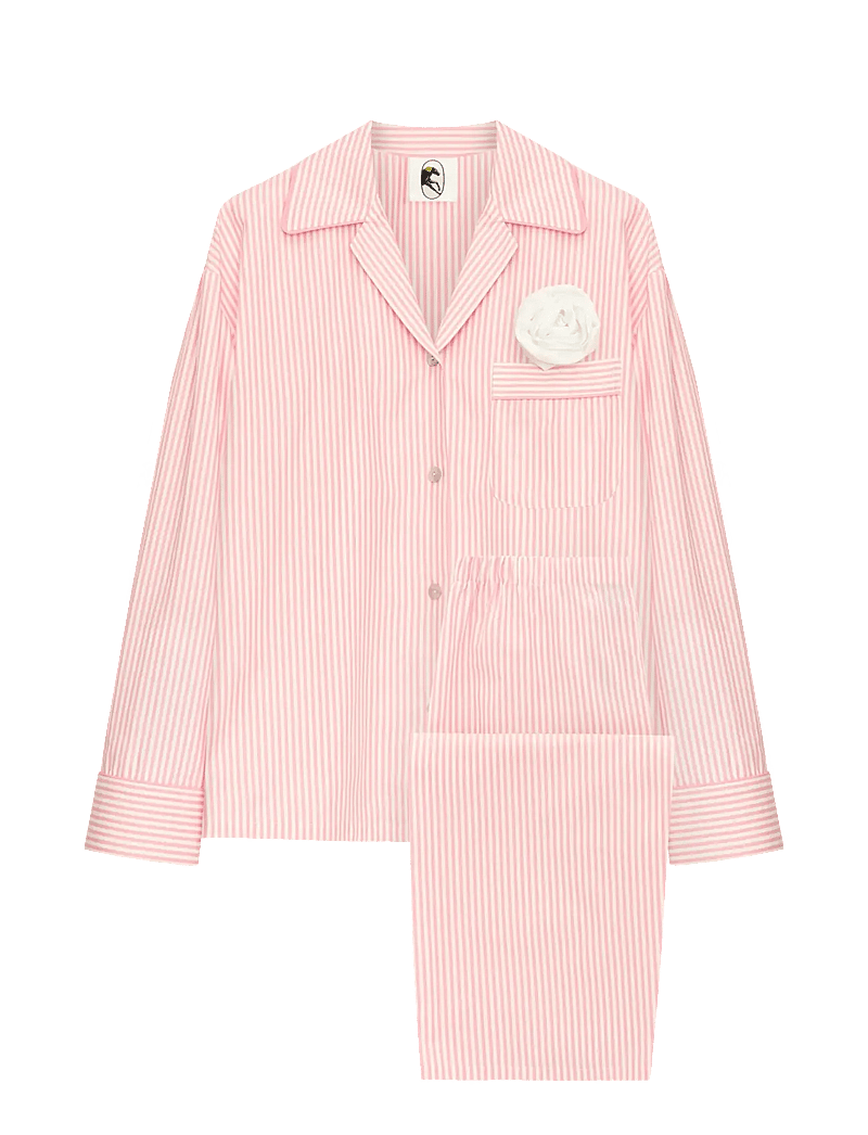 Sleeper - The Rose Cotton Pajama Set in Soft Pink Stripes - pyjamas - white&pink - 1
