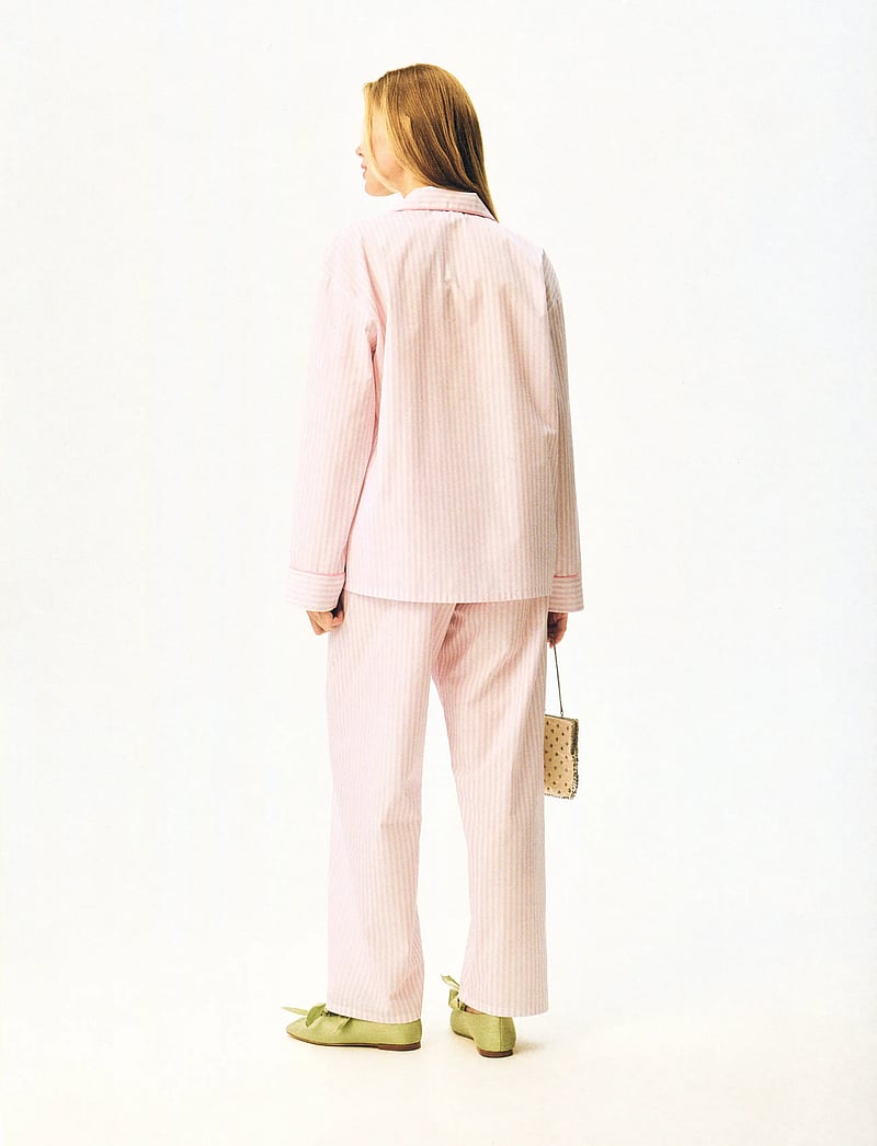 Sleeper - The Rose Cotton Pajama Set in Soft Pink Stripes - pyjamas - white&pink - 2
