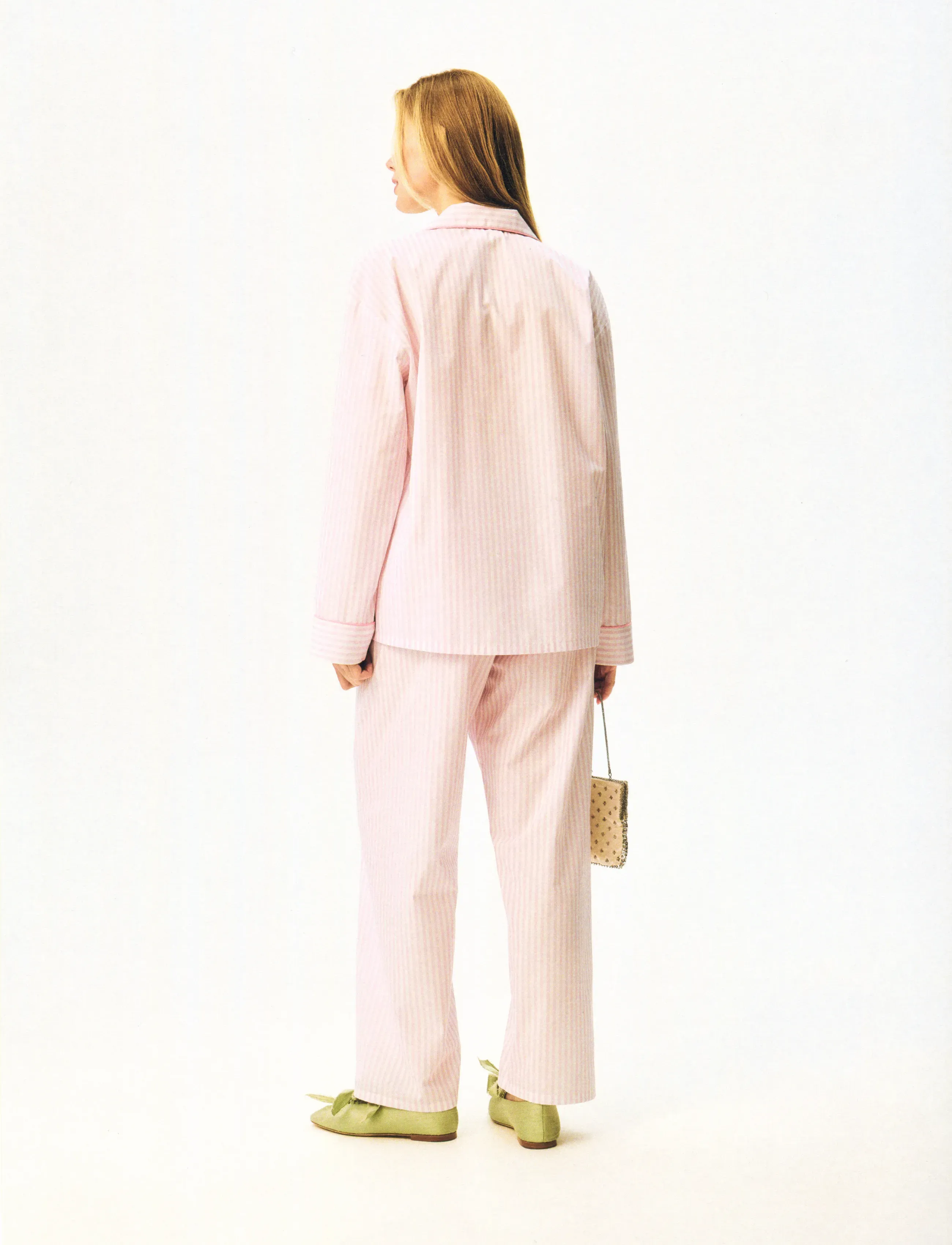 Sleeper - The Rose Cotton Pajama Set in Soft Pink Stripes - pyjamas - white&pink - 2