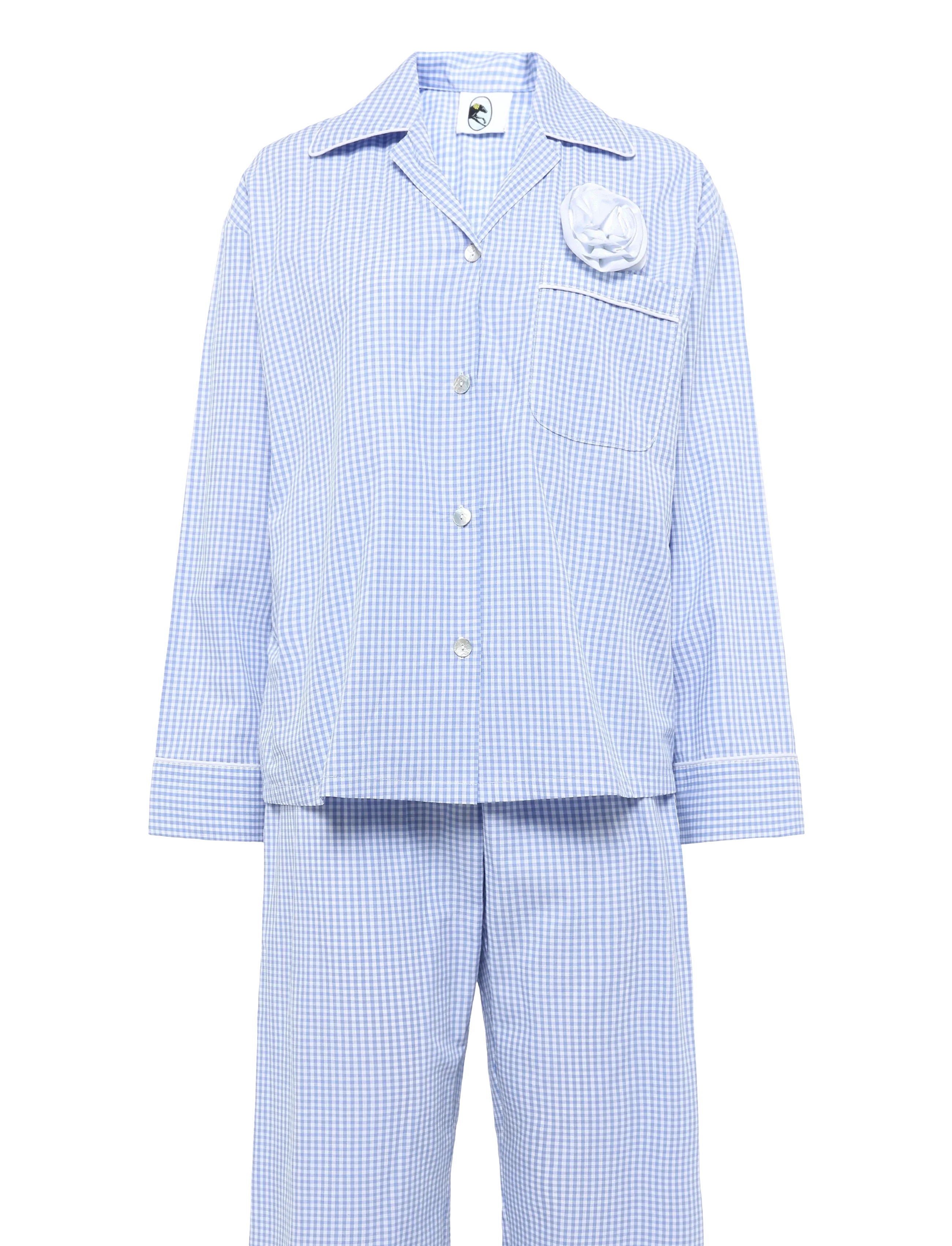 Sleeper The Rose Cotton Pajama Set - Pyjamas - WHITE&BLUE / blue