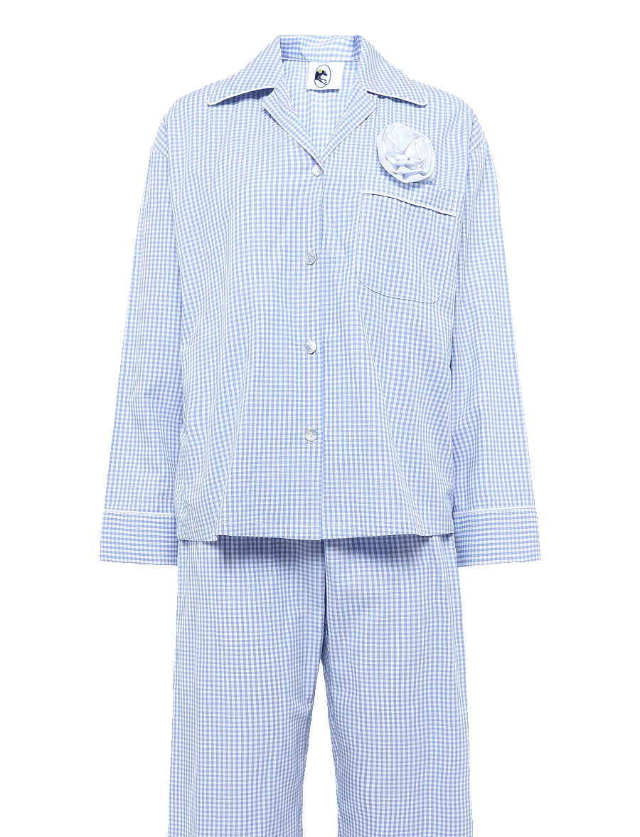 Sleeper - The Rose Cotton Pajama Set - pyjamas - white&blue - 1