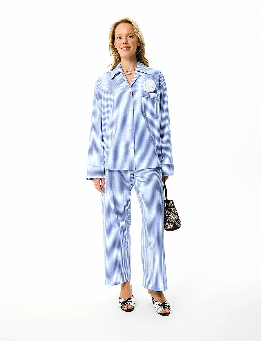 Sleeper - The Rose Cotton Pajama Set - pyjamas - white&blue - 0