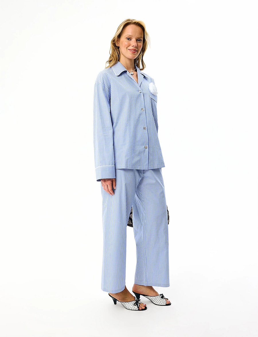 Sleeper - The Rose Cotton Pajama Set - pyjamas - white&blue - 5