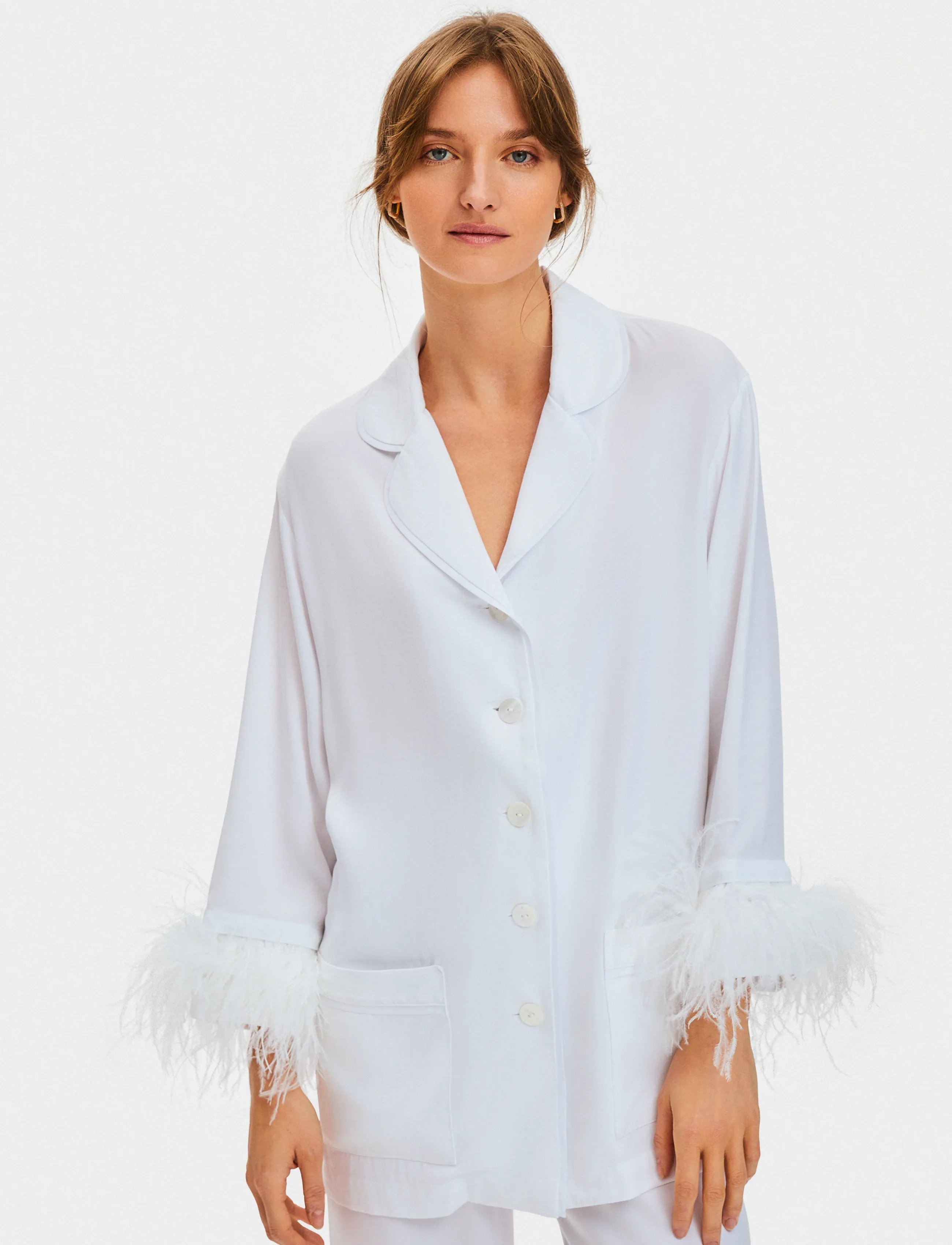 Sleeper Party Pajama Set With Detachable Feathers, XS, Night & Loungewear, Weiß - Pyjamas (set), Frauen