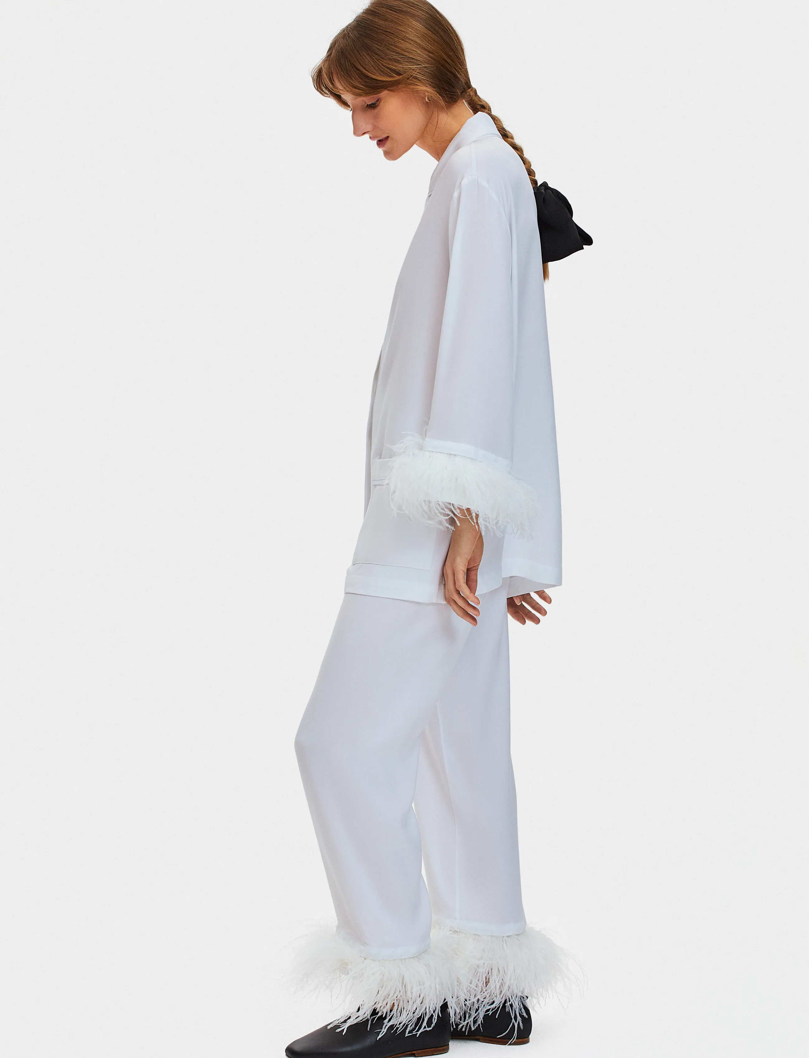 Sleeper - Party Pajama Set with Detachable Feathers - pyjamas - white - 2